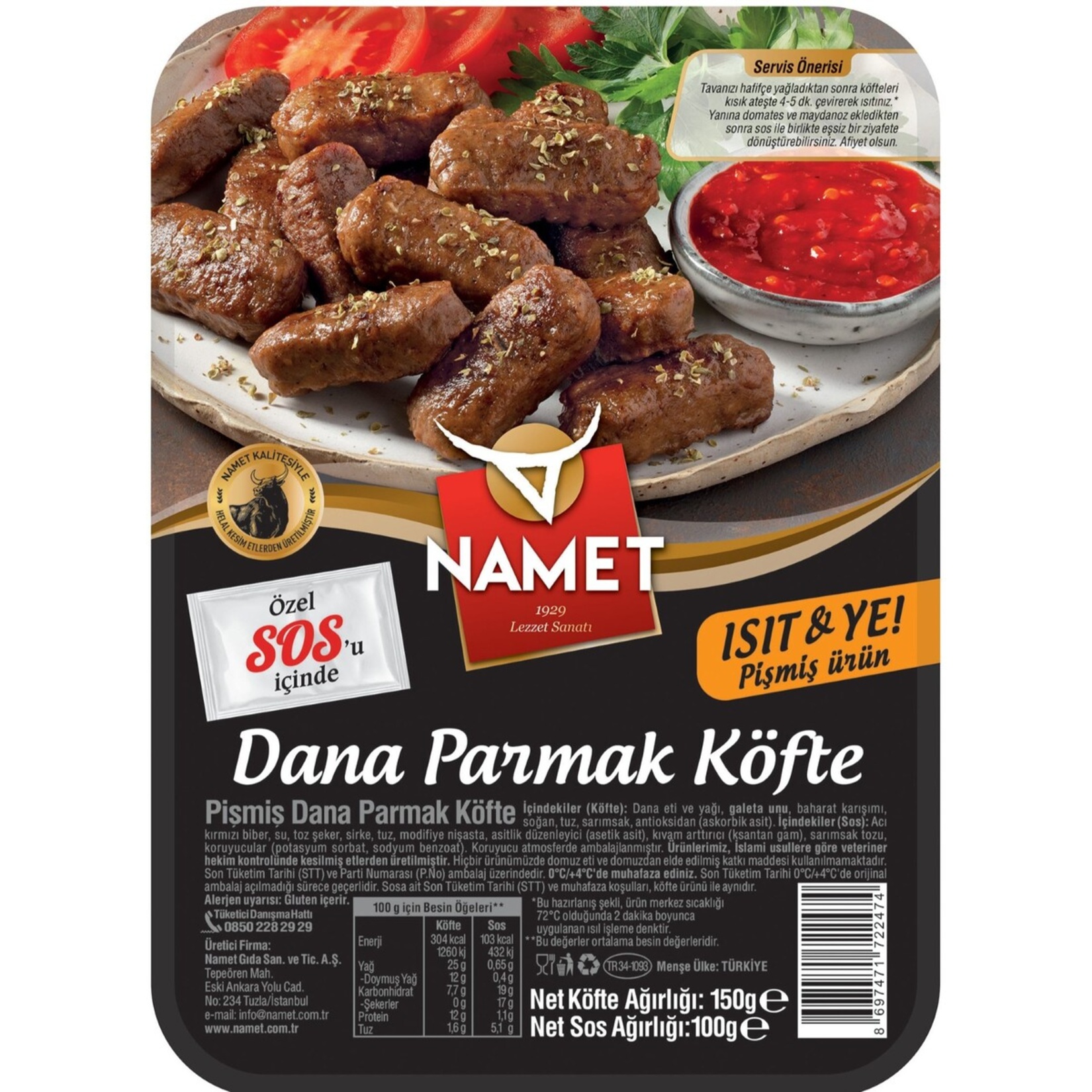 Namet Dana Soslu Pişmiş Parmak Köfte 250 G