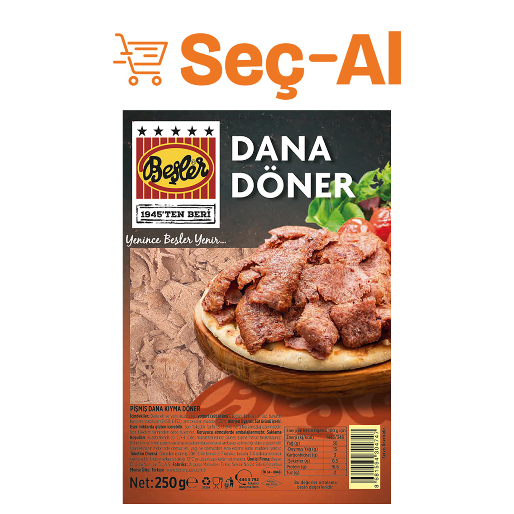 Beşler Dana Döner 250 G