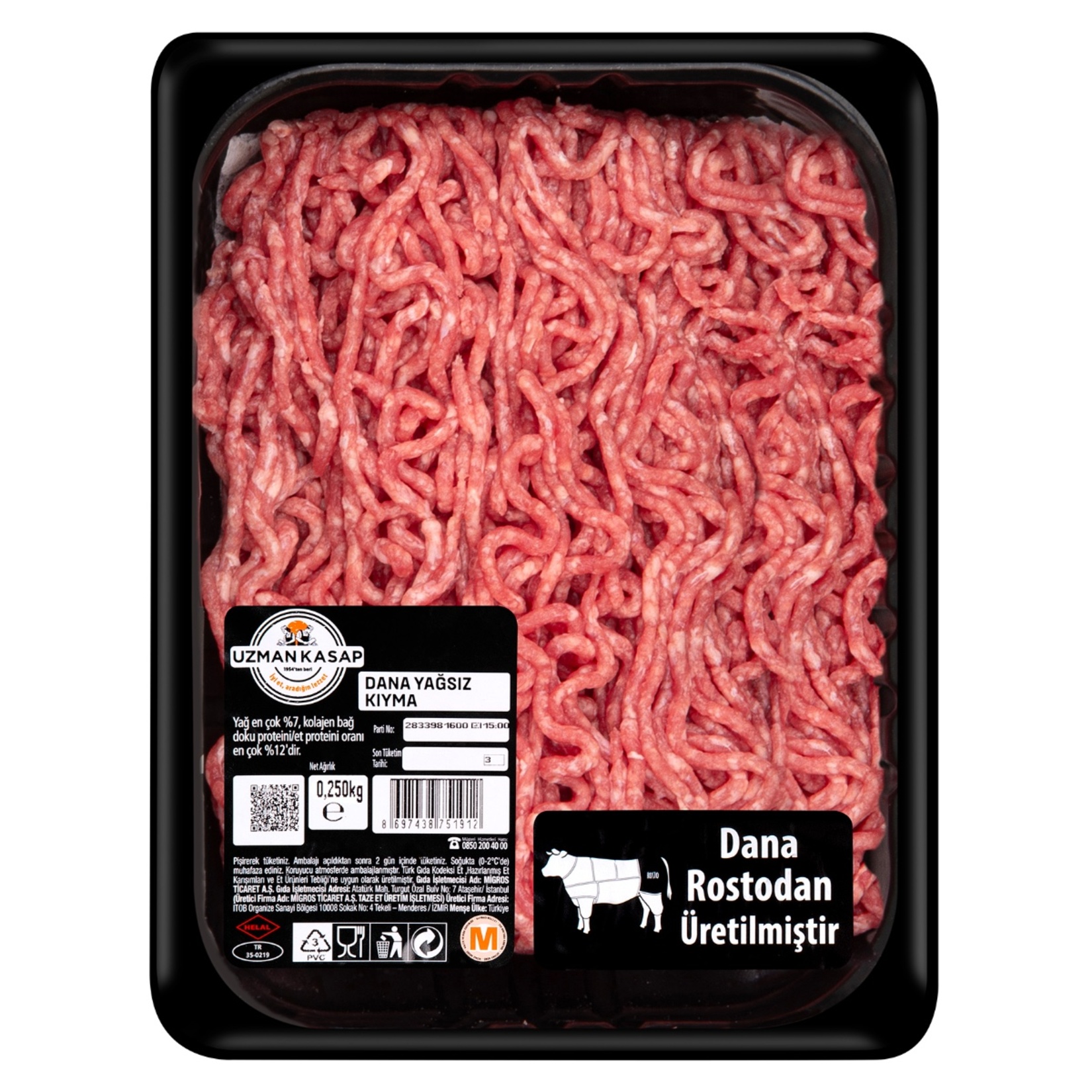 Uzman Kasap Dana Yağsız Kıyma 250 G (Dana Rostodan Üretilmiştir) - Görsel 2