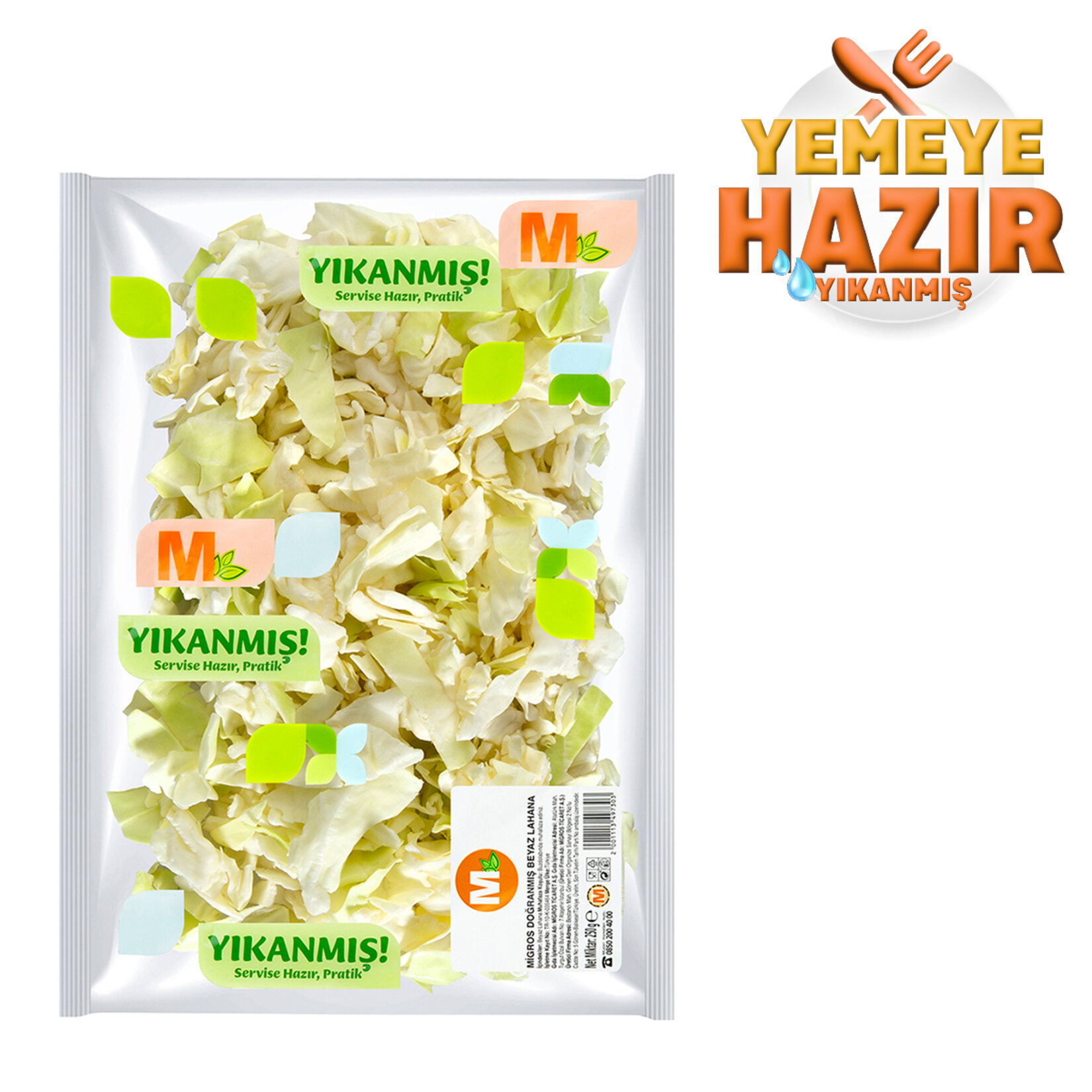 Migros Yemeye Hazır Doğranmış Beyaz Lahana 250 G