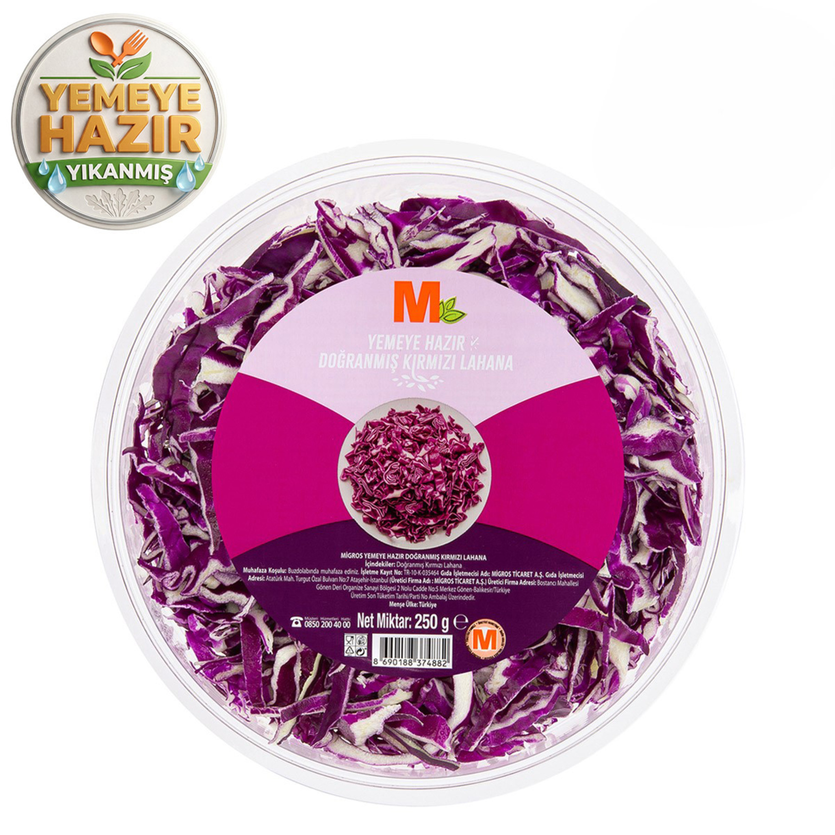 Migros Yemeye Hazır Doğranmış Kırmızı Lahana Kap Salata 250 G - Görsel 1