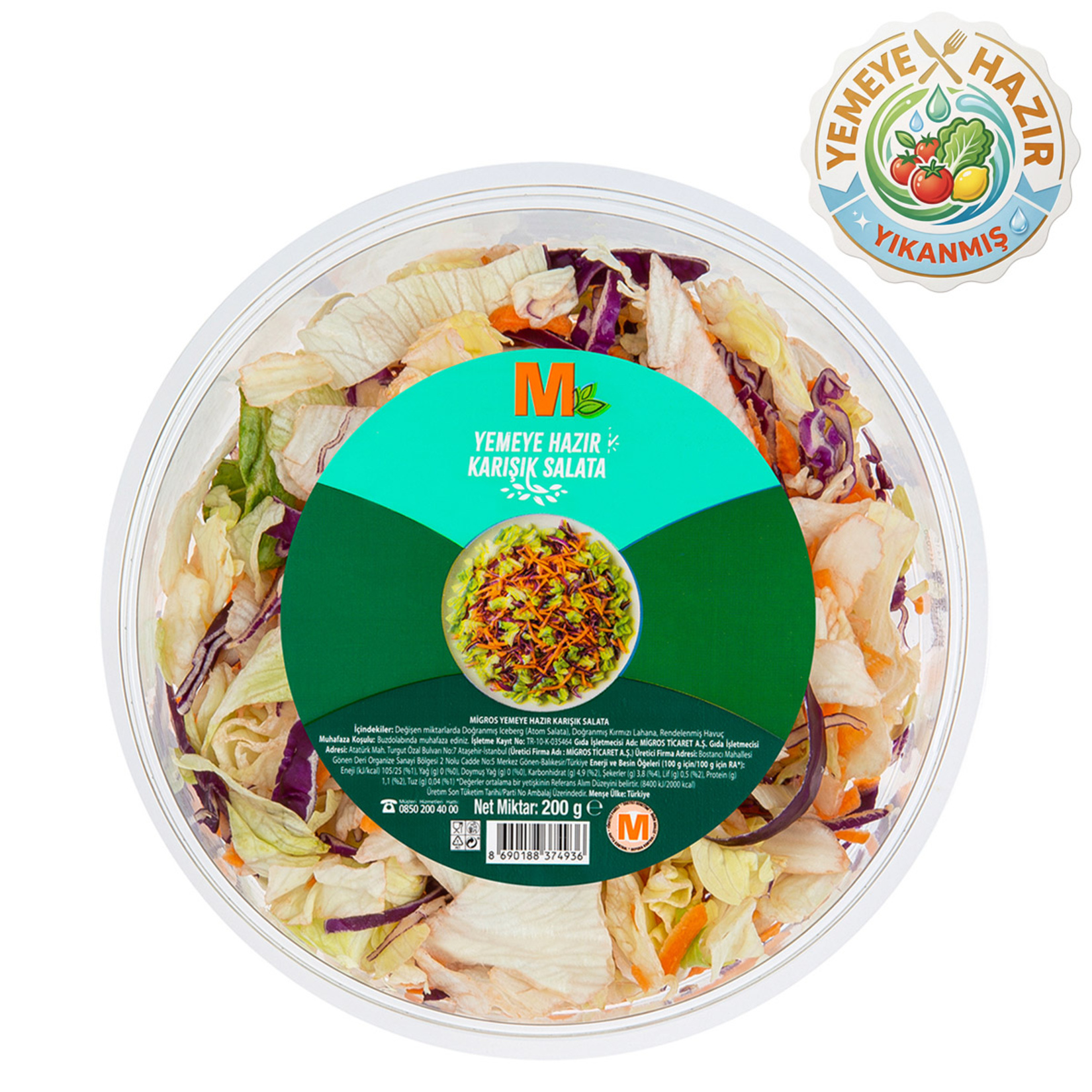 Migros Yemeye Hazır Karışık Kap Salata 200 G - Görsel 1