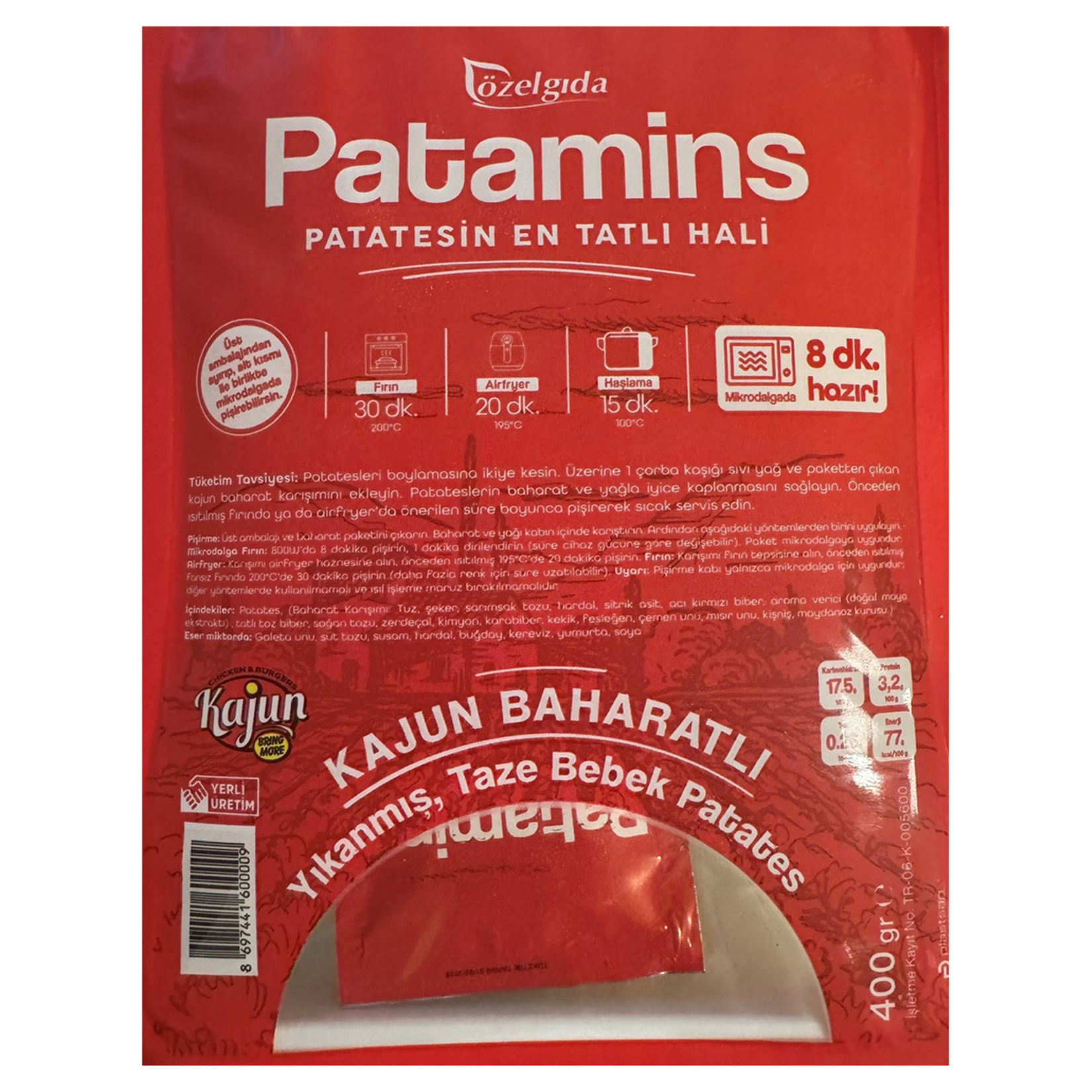Kajun Baharatlı Patates 400 G Paket Adet