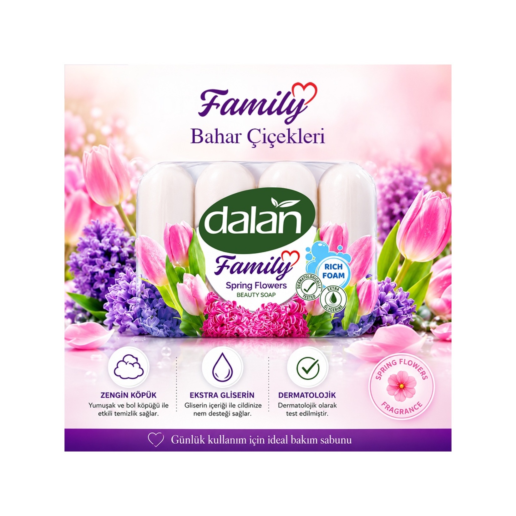 Dalan Family Bahar Çiçekleri Güzellik Sabunu 4x75g - Görsel 2
