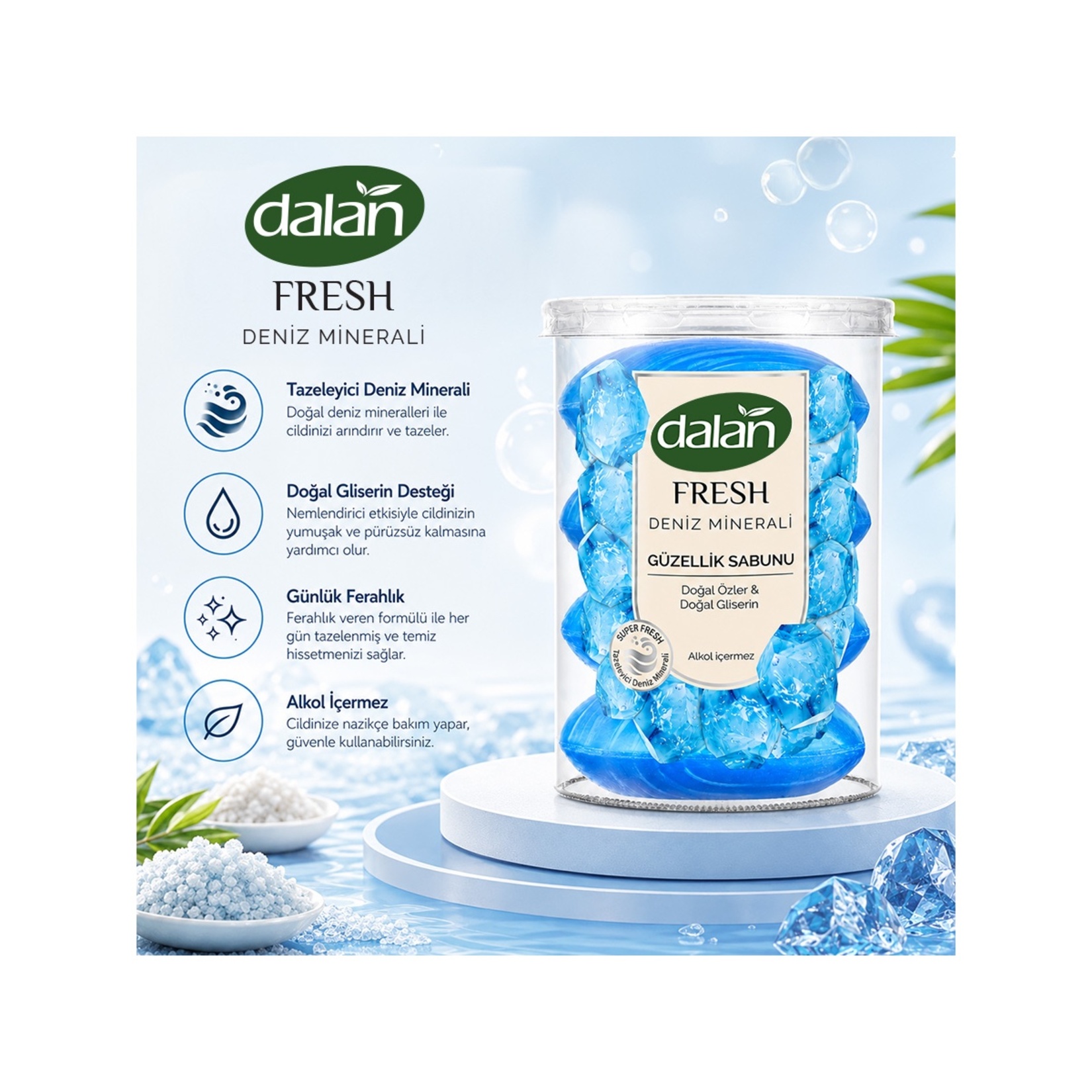 Dalan Fresh & Minerals Deniz Tuzu Sabun 4 x 110 G - Görsel 2