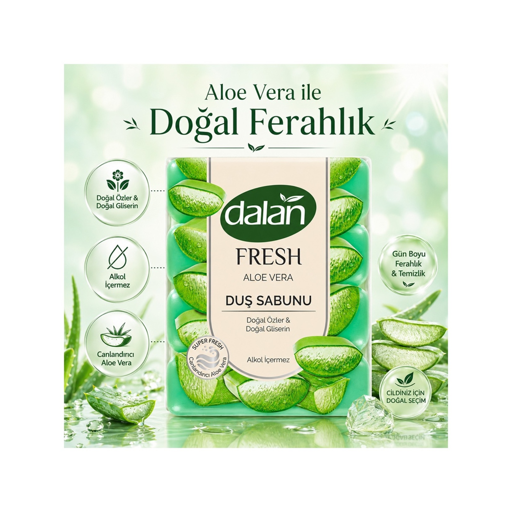Dalan Fresh Aloe Vera Duş Sabunu 4 x 150 G - Görsel 2