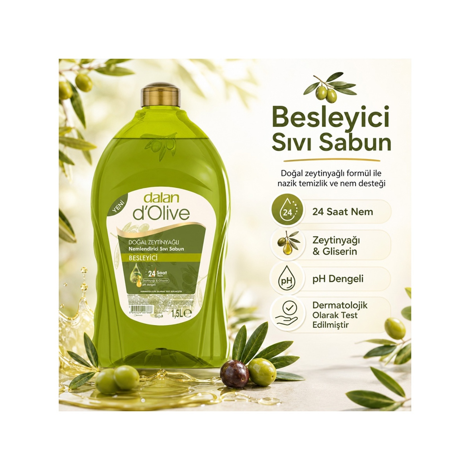 Dalan D'olive Besleyici Sıvı Sabun 1.5L - Görsel 2