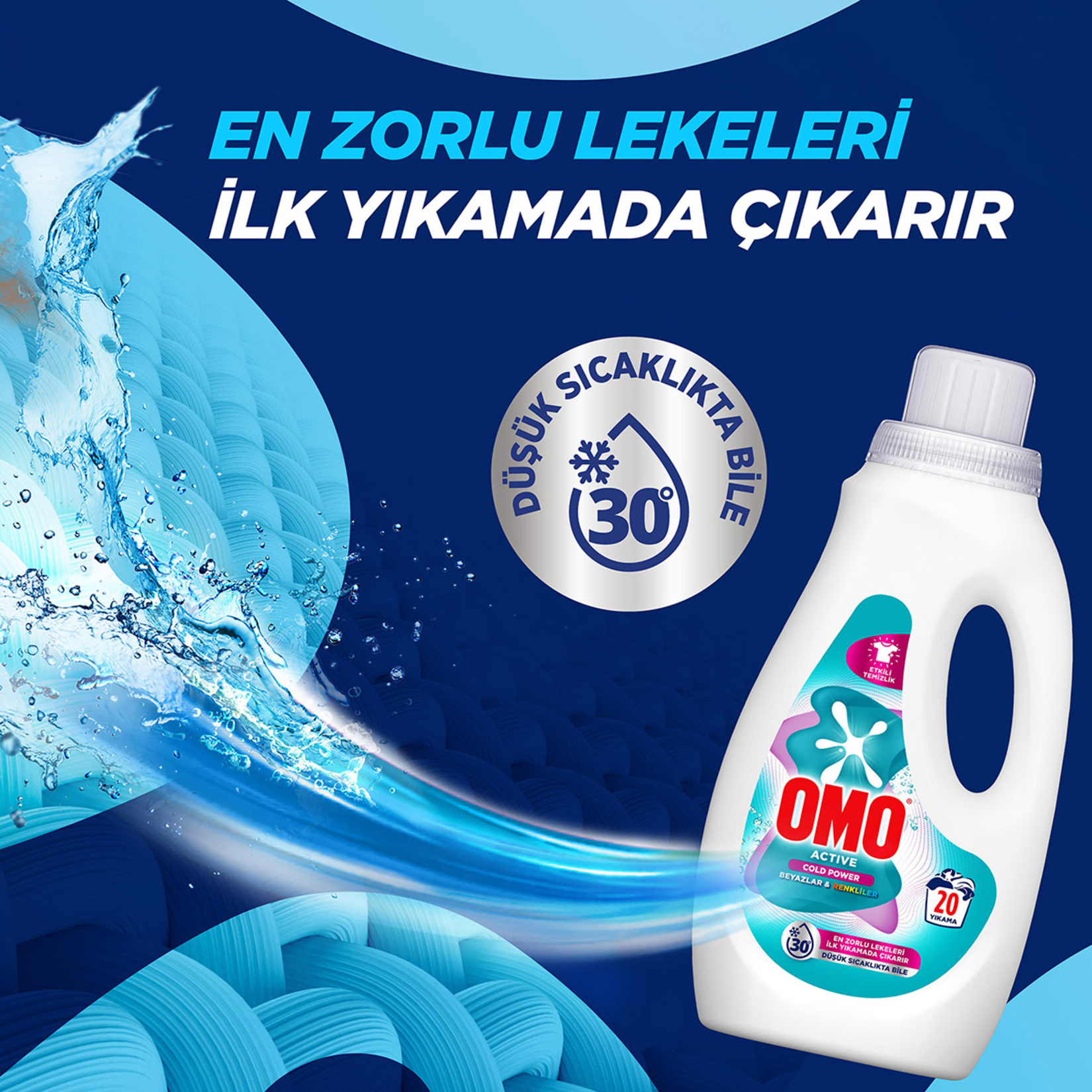 Omo Active Cold Power Beyazlar ve Renkliler Sıvı Deterjan 1000 Ml - Görsel 3