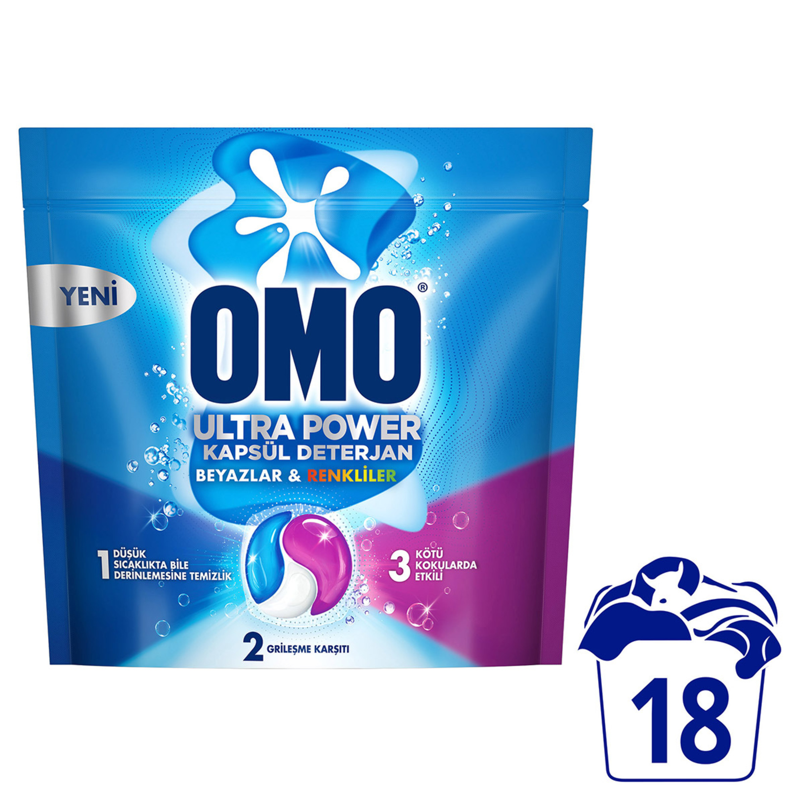 Omo Ultra Power Kapsül Deterjan 18 Kapsül 234 G - Görsel 2
