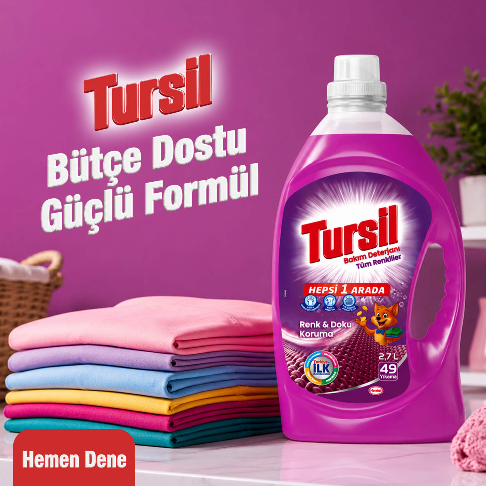 Tursil Sıvı Bakım Deterjanı Renkliler 2.7 L - Görsel 3