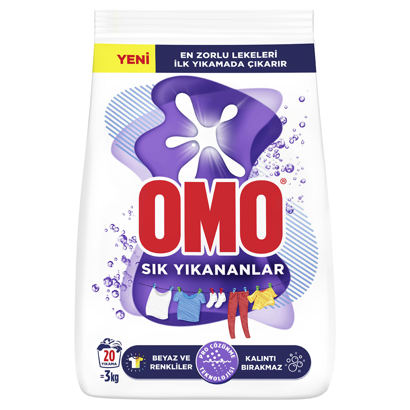 Omo Beyaz ve Renkli Sık Yıkananlar Toz Çamaşır Deterjanı 3 Kg - Görsel 1