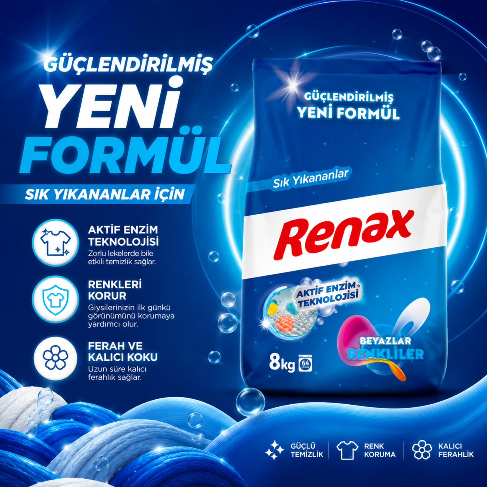 Renax Beyaz ve Renkliler İçin Matik Deterjan 8 Kg - Görsel 2