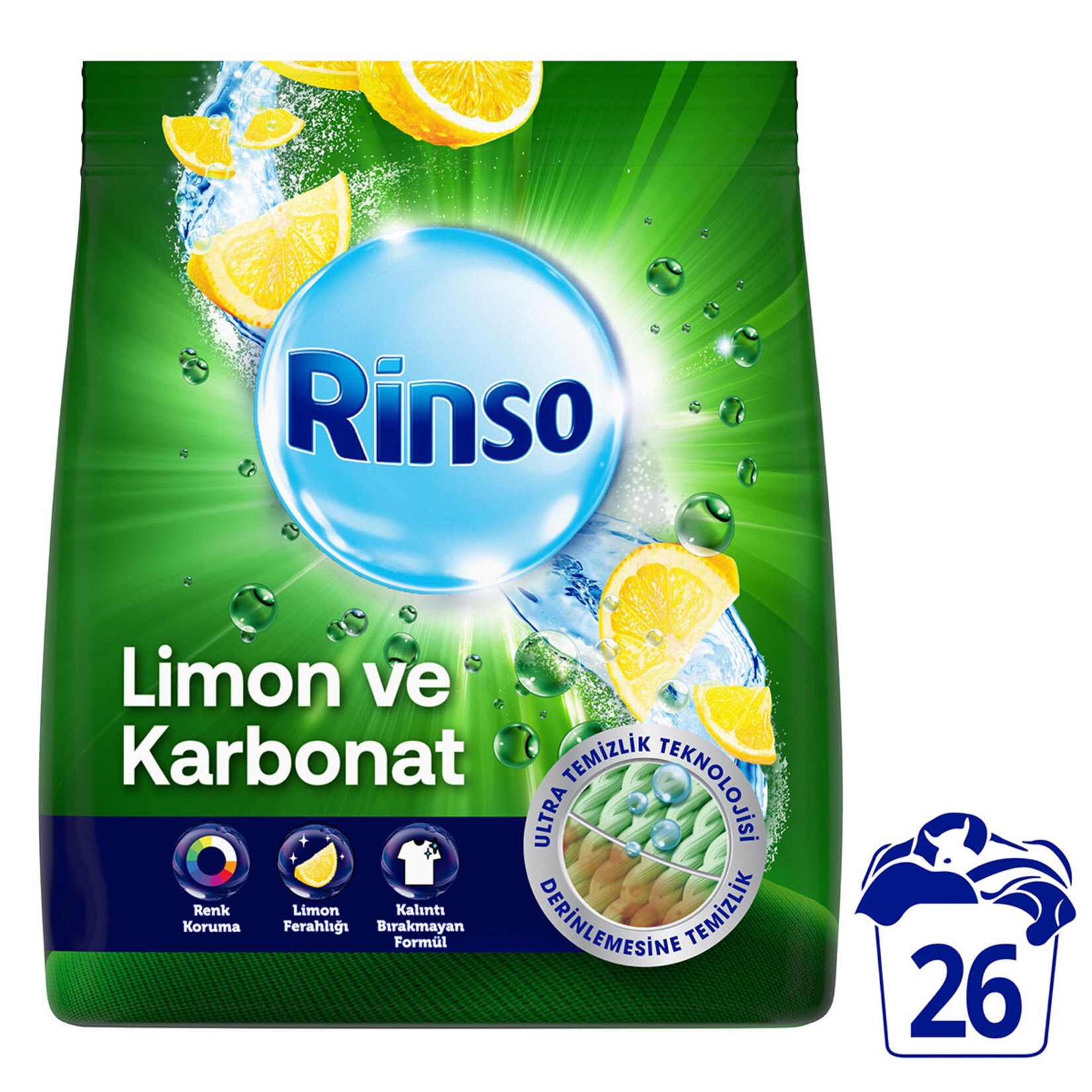 Rinso Toz Çamaşır Deterjanı Limon ve Karbonat Renkiler ve Beyazlar Derinlemesine Temizlik 4 KG - Görsel 2
