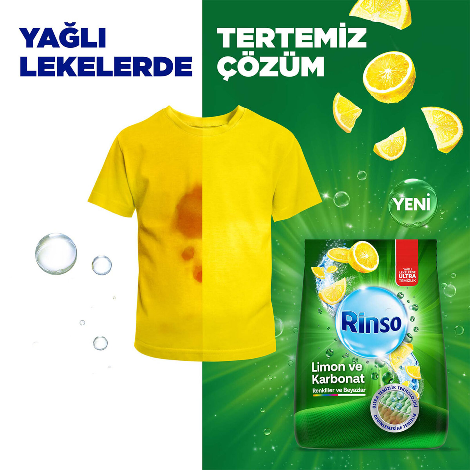 Rinso Toz Çamaşır Deterjanı Limon ve Karbonat Renkliler ve Beyazlar İçin Derinlemesine Temizlik 8 KG - Görsel 3