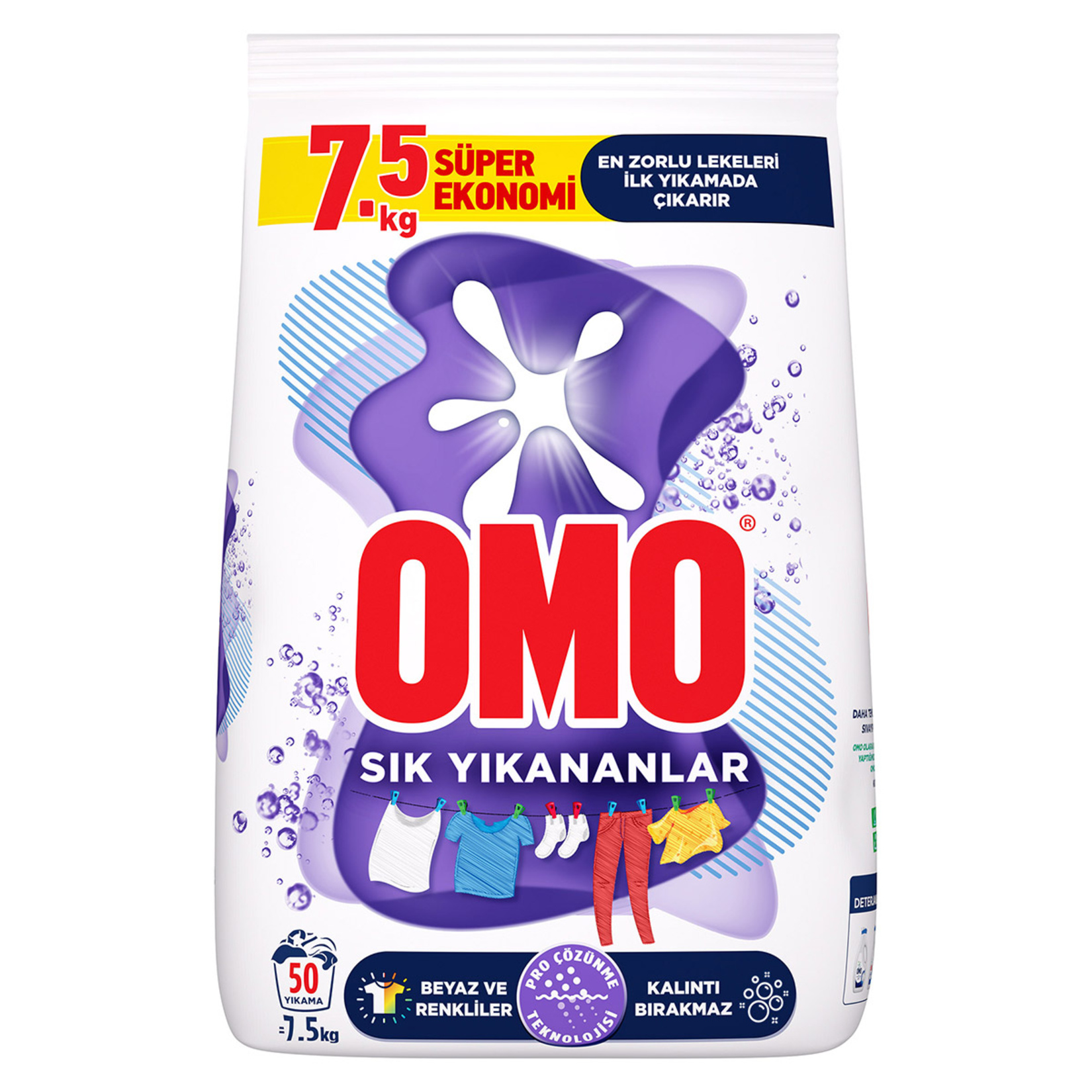 Omo Sık Yıkananlar Beyazlar ve Renkliler Toz Deterjanı 7,5 Kg - Migros
