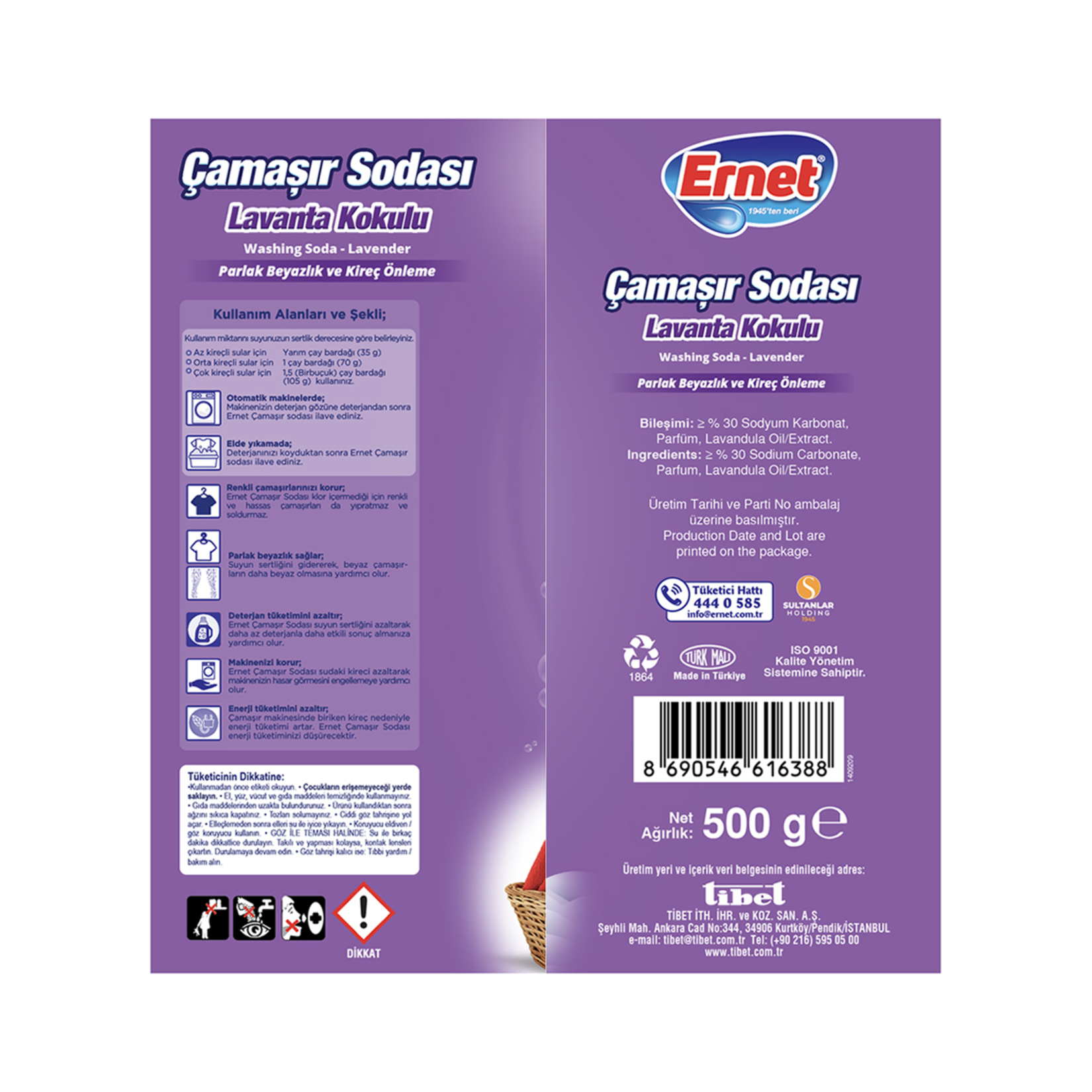 Ernet Çamaşır Sodası Lavanta Kokulu 500 G - Görsel 2