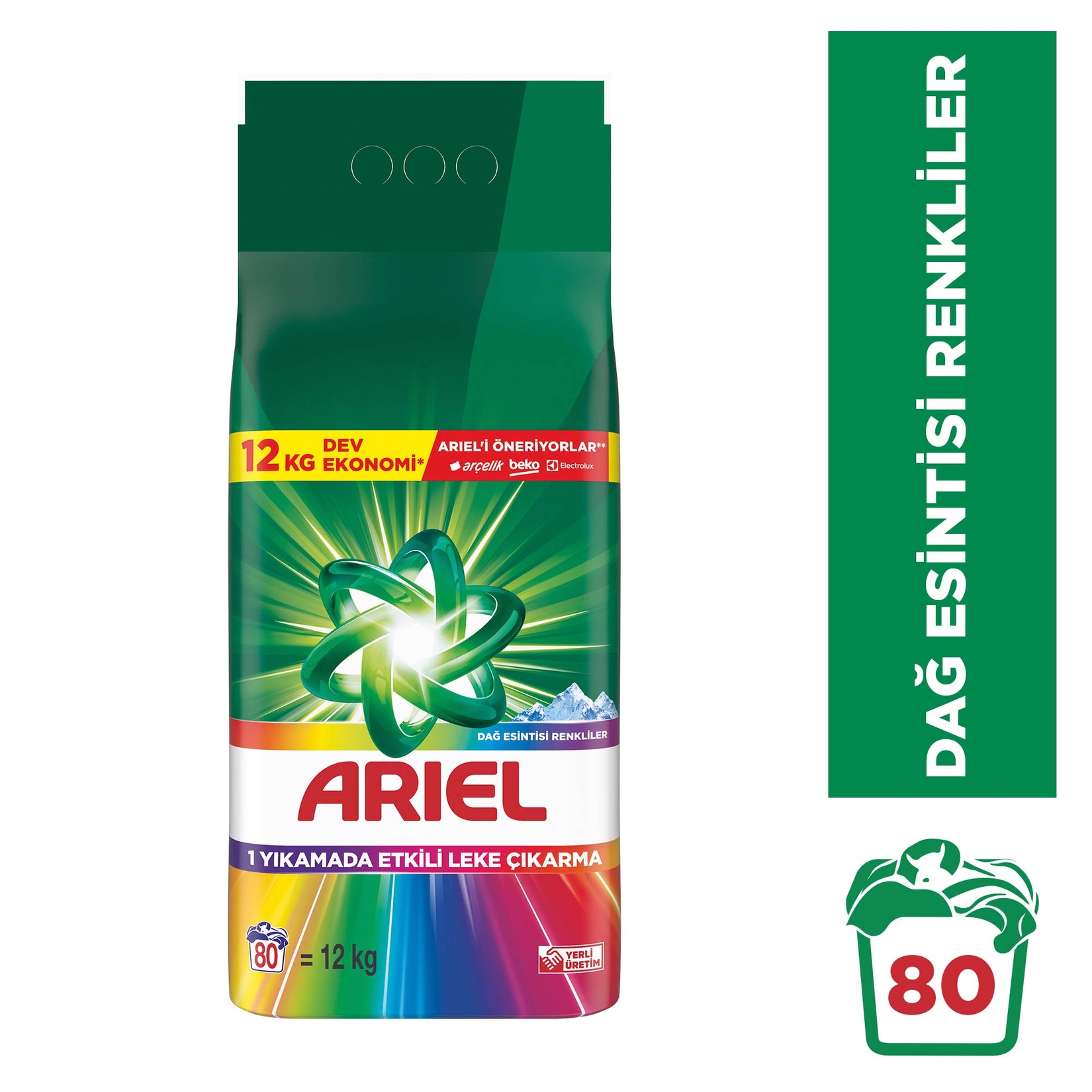 Ariel Dağ Esintisi Renkliler 12 Kg 80 Yıkama Toz Çamaşır Deterjan - Görsel 2