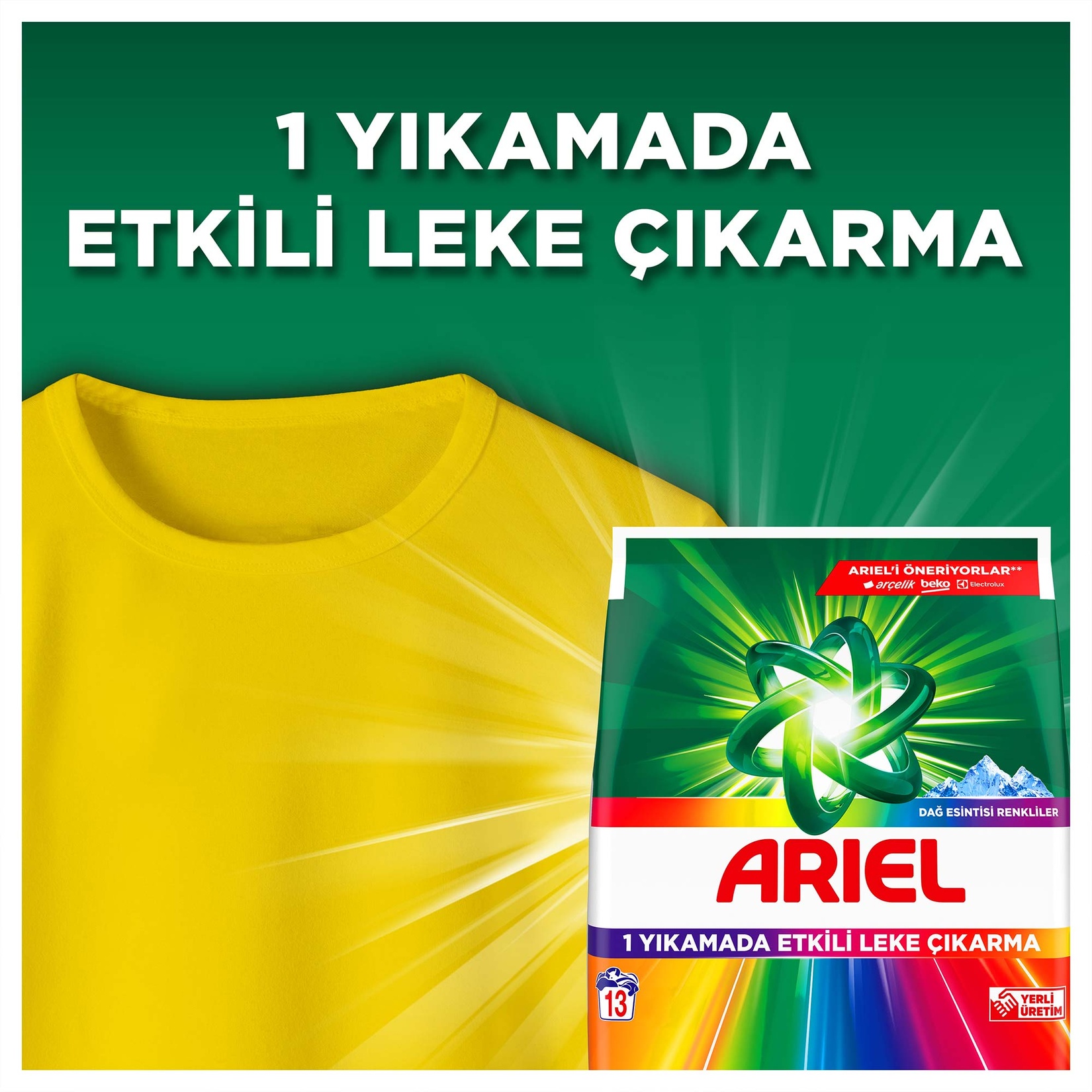 Ariel Dağ Esintisi Renkliler 12 Kg 80 Yıkama Toz Çamaşır Deterjan - Görsel 3