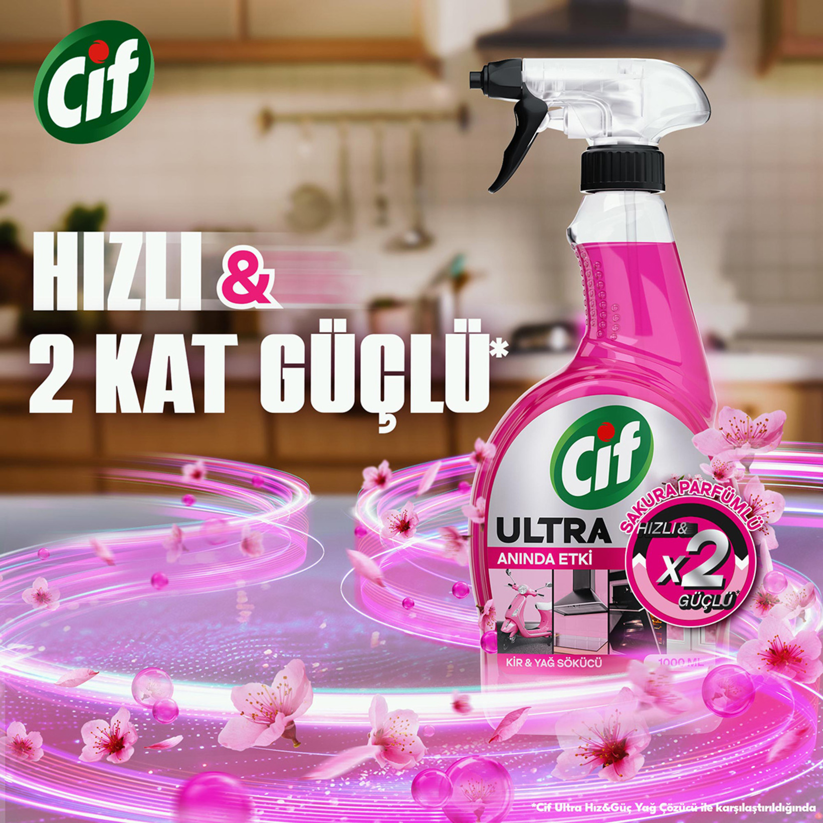 Cif Ultra Anında Etki Sakura Kir & Yağ Sökücü 1 L - Görsel 4