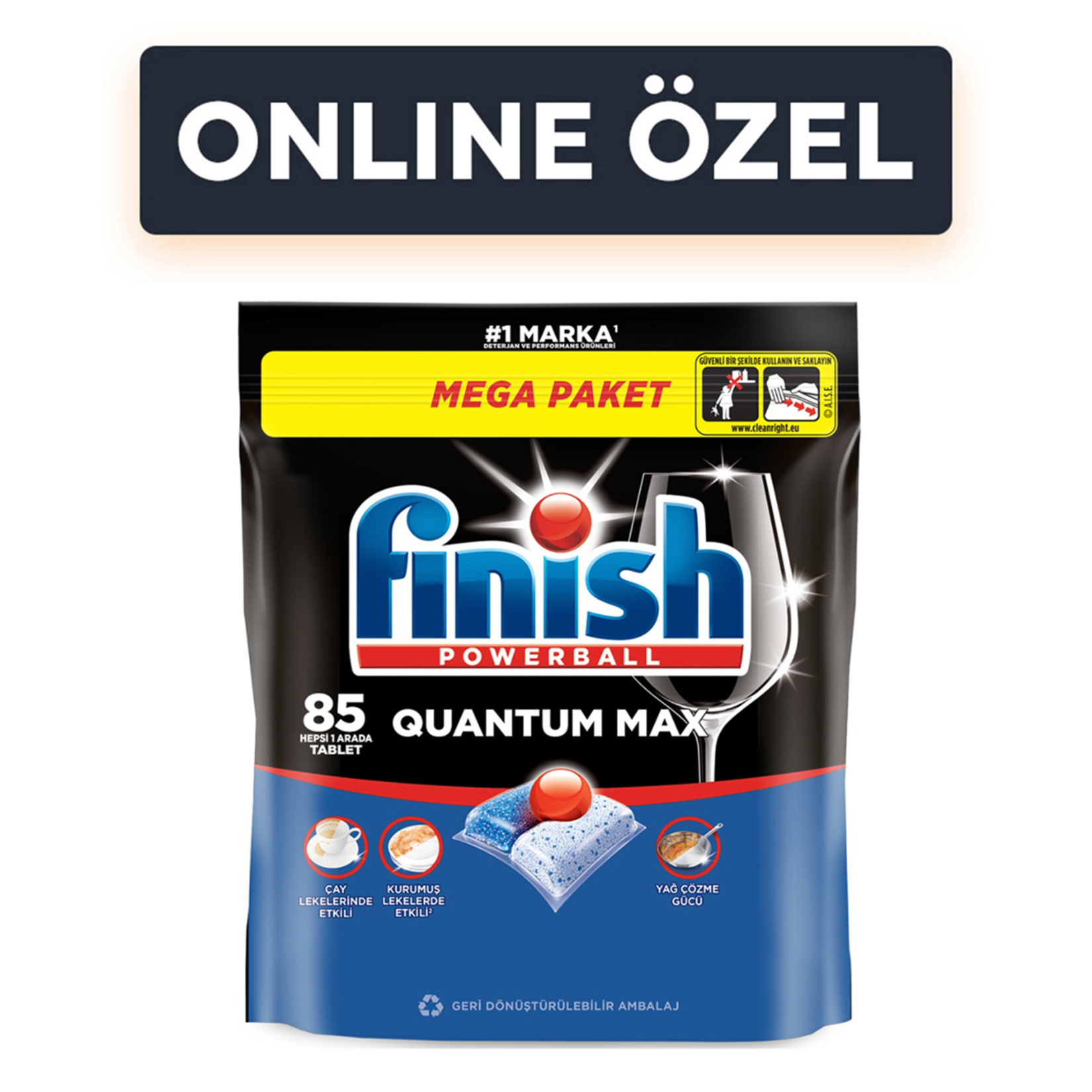 Finish Quantum Max Bulaşık Makinesi Tableti 85'li 884 G