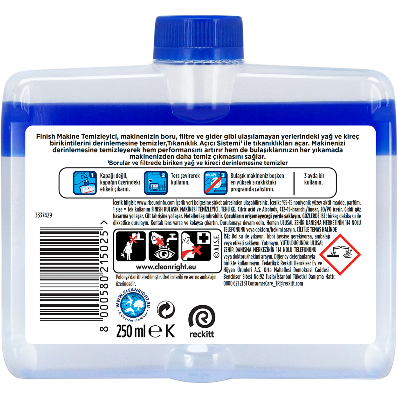 Finish Bulaşık Makinesi Makine Temizleyici 250 Ml - Görsel 5