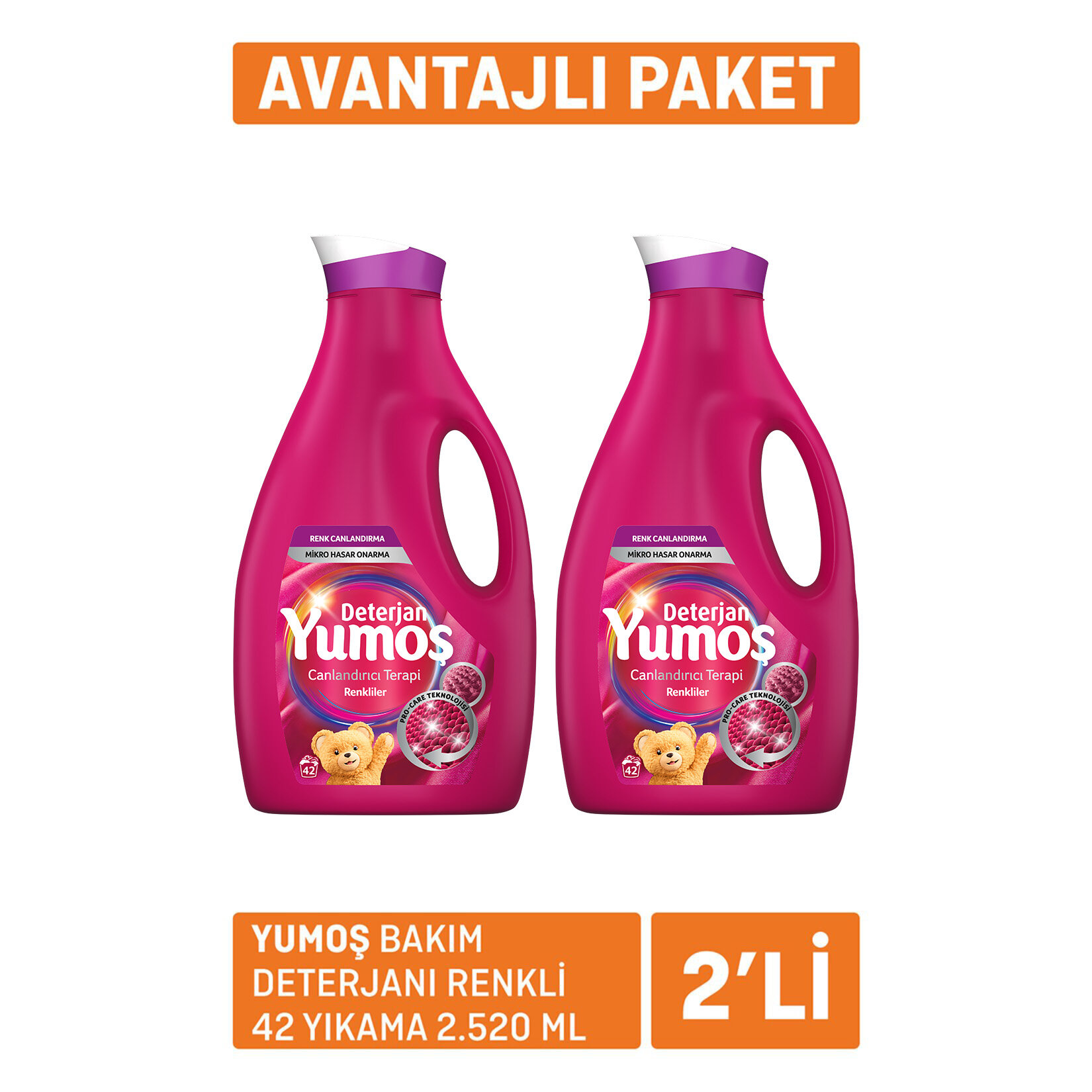 Yumoş Bakım Deterjanı Renkli 42 Yıkama 2 x 2.52 L - Görsel 1