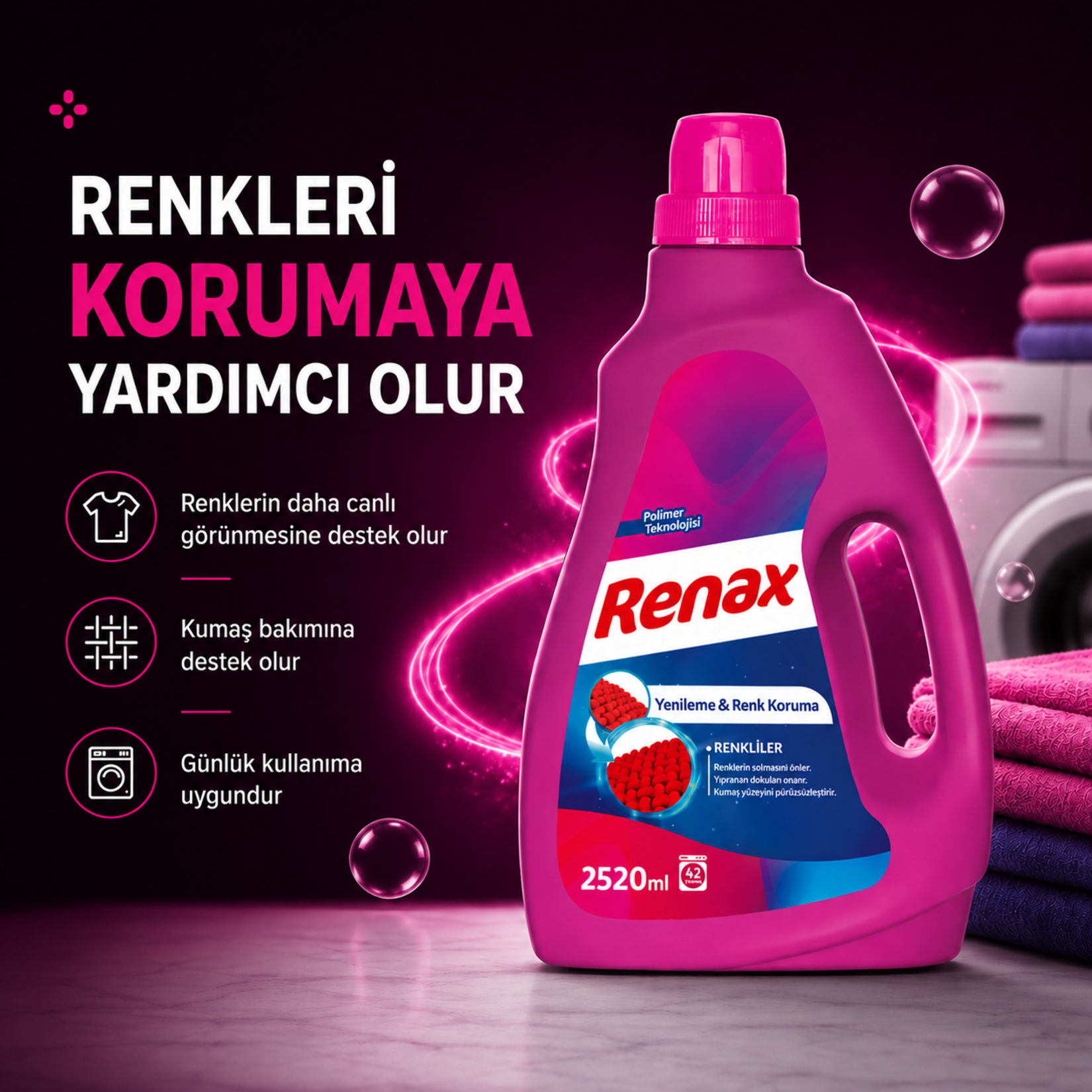Renax Renkliler İçin Sıvı Bakım Deterjanı 2.52 L - Görsel 2