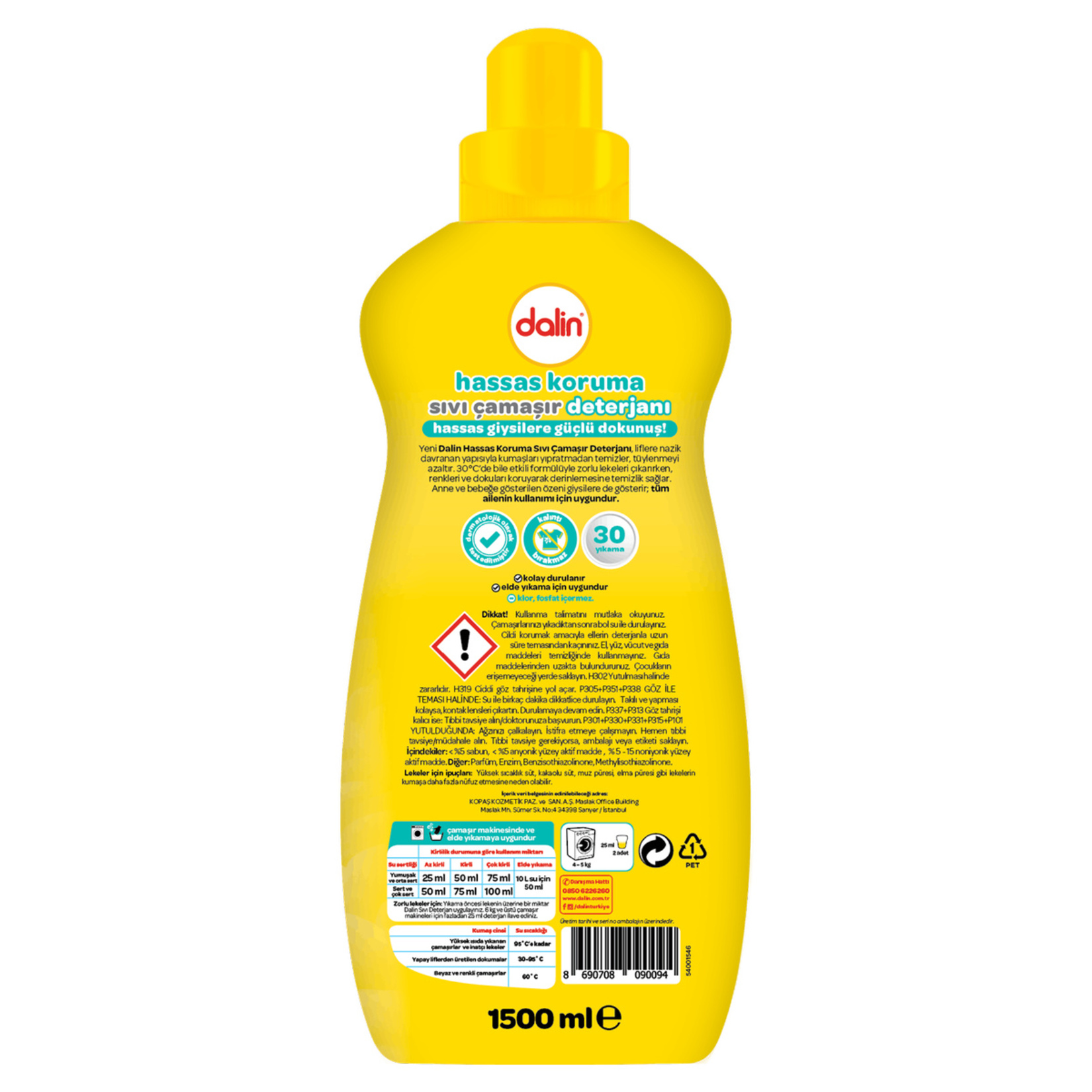 Dalin Hassas Koruma Sıvı Çamaşır Deterjanı 1.5 L - Görsel 2