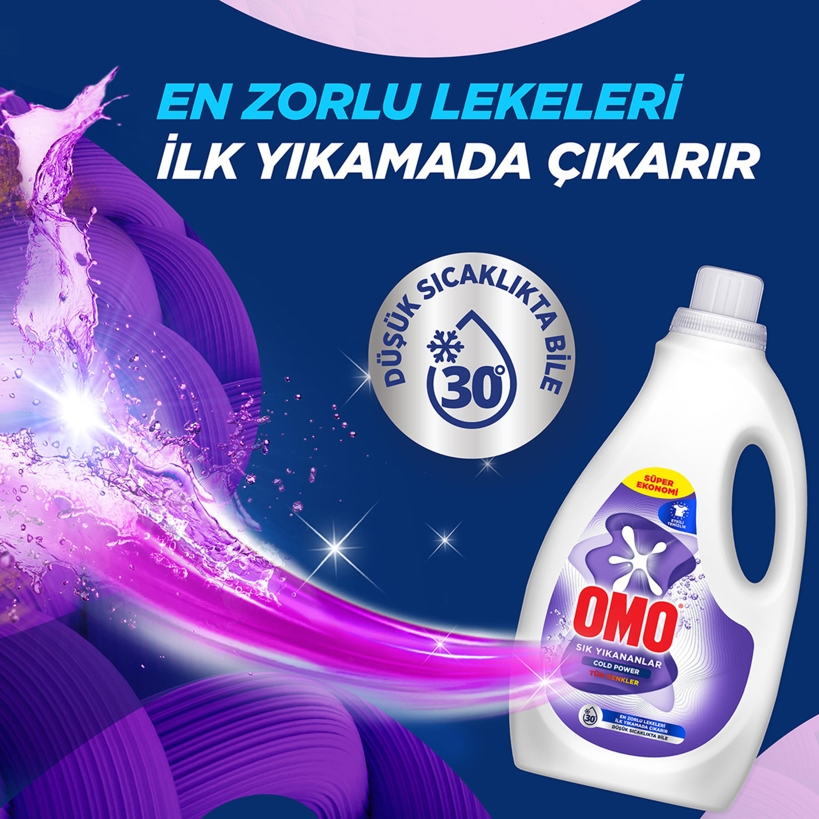 Omo Cold Power Sık Yıkananlar Tüm Renkler İçin Sıvı Çamaşır Deterjanı 2.5 L - Görsel 3
