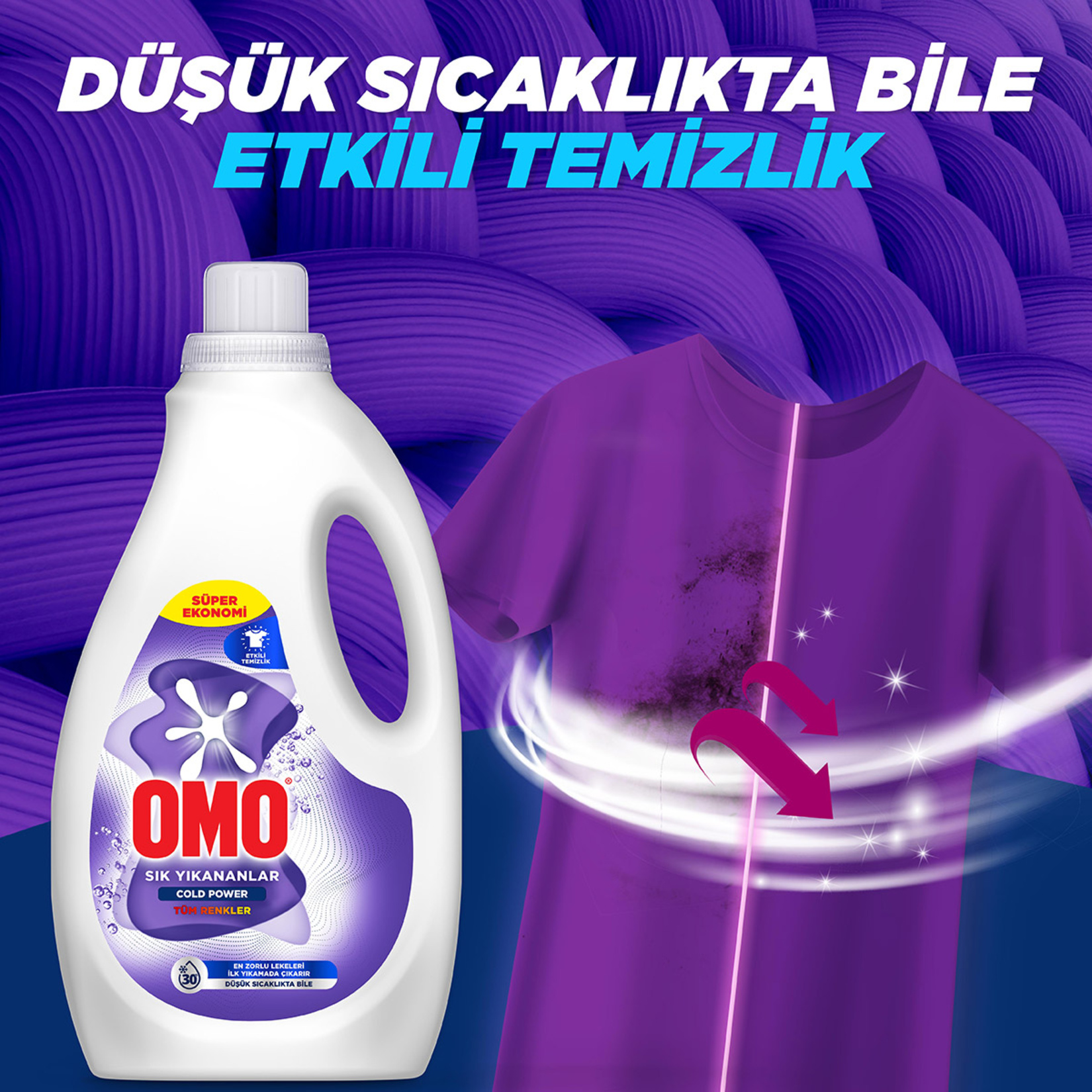 Omo Cold Power Sık Yıkananlar Tüm Renkler İçin Sıvı Çamaşır Deterjanı 2.5 L - Görsel 4