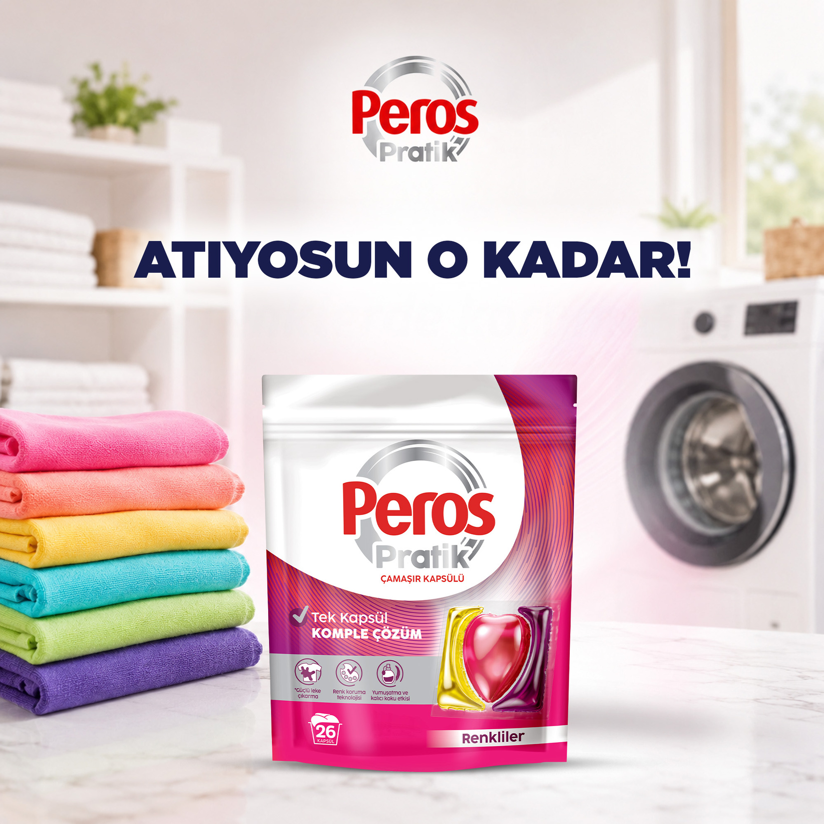 Peros Pratik Çamaşır Kapsülü Renkliler 26'lı 421 G - Görsel 7