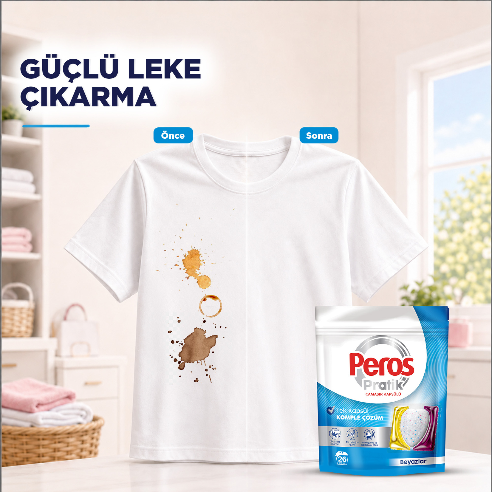 Peros Pratik Çamaşır Kapsülü Beyazlar 26'lı 421 G - Görsel 6
