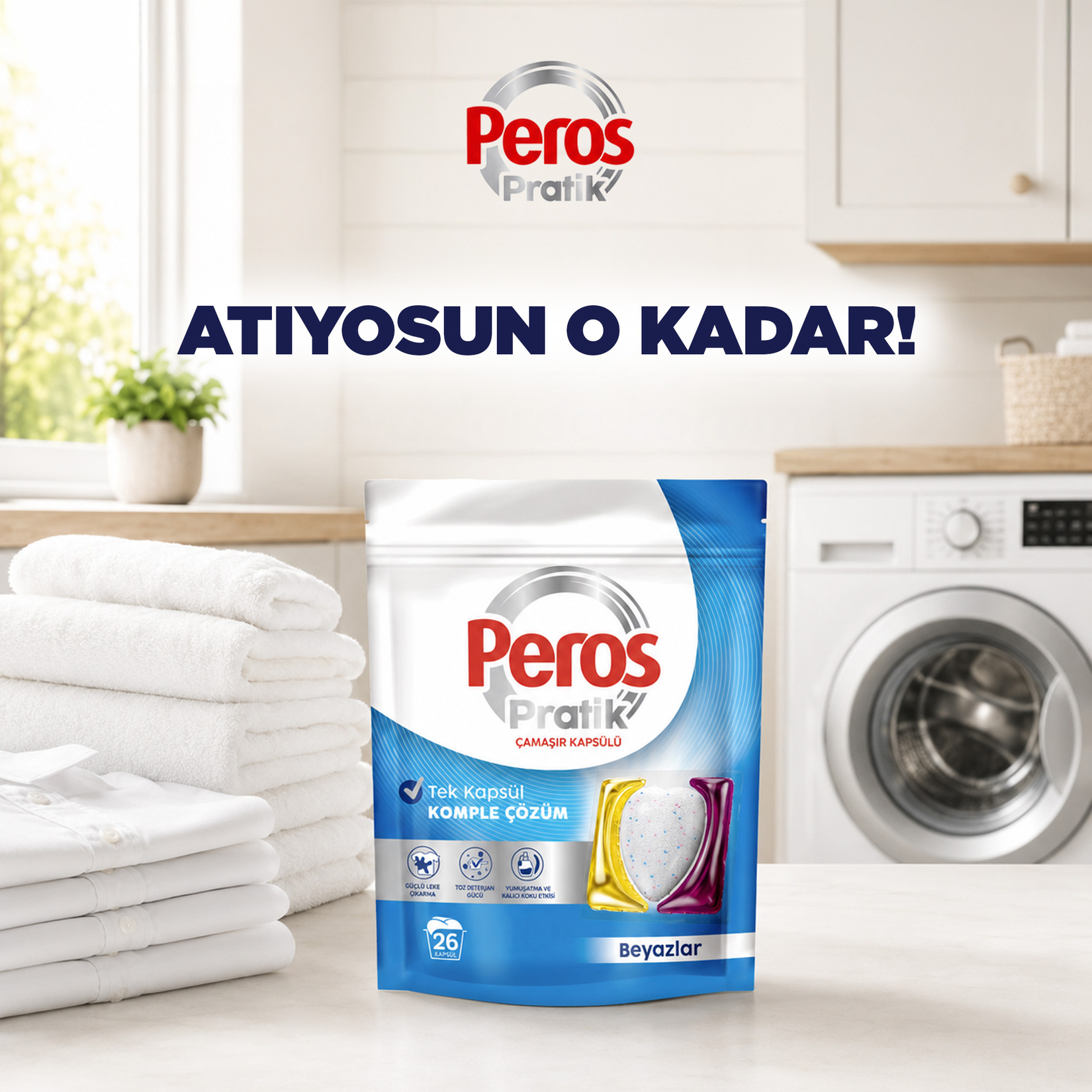 Peros Pratik Çamaşır Kapsülü Beyazlar 26'lı 421 G - Görsel 7