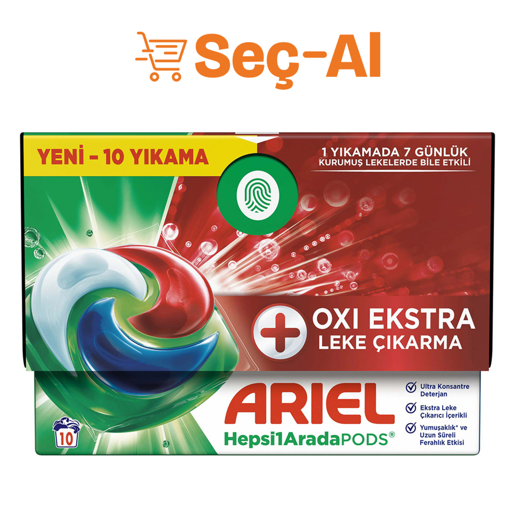 Ariel Hepsi1Arada PODS® Oxi Extra Leke Çıkarma Kapsül Çamaşır Deterjanı Beyazlar ve Renkliler 10 Yıkama 245 G - Görsel 1