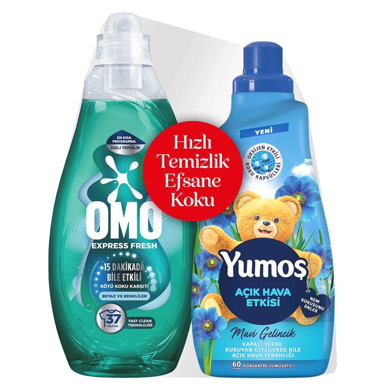 Omo Express Kötü Koku 1480 Ml + Yumoş Açık Hava 1440 Ml