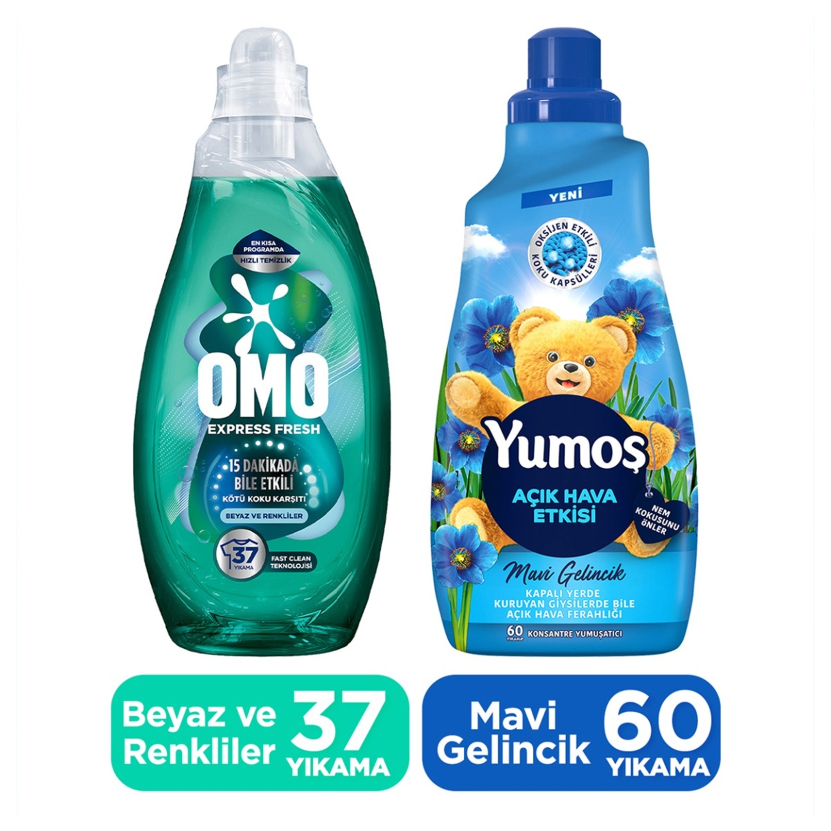 Omo Express Kötü Koku Karşıtı 1480 Ml + Yumoş Mavi Gelincik 1440 Ml - Görsel 2