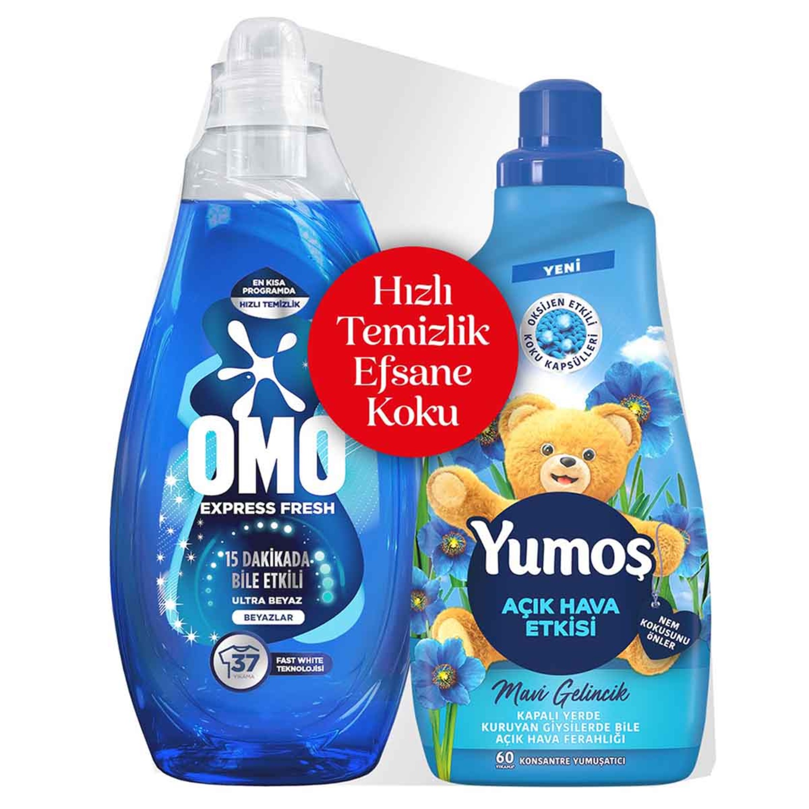 Omo Expres Fresh Beyazlar 1.480 Ml + Yumoş Açık Hava 1.440 Ml