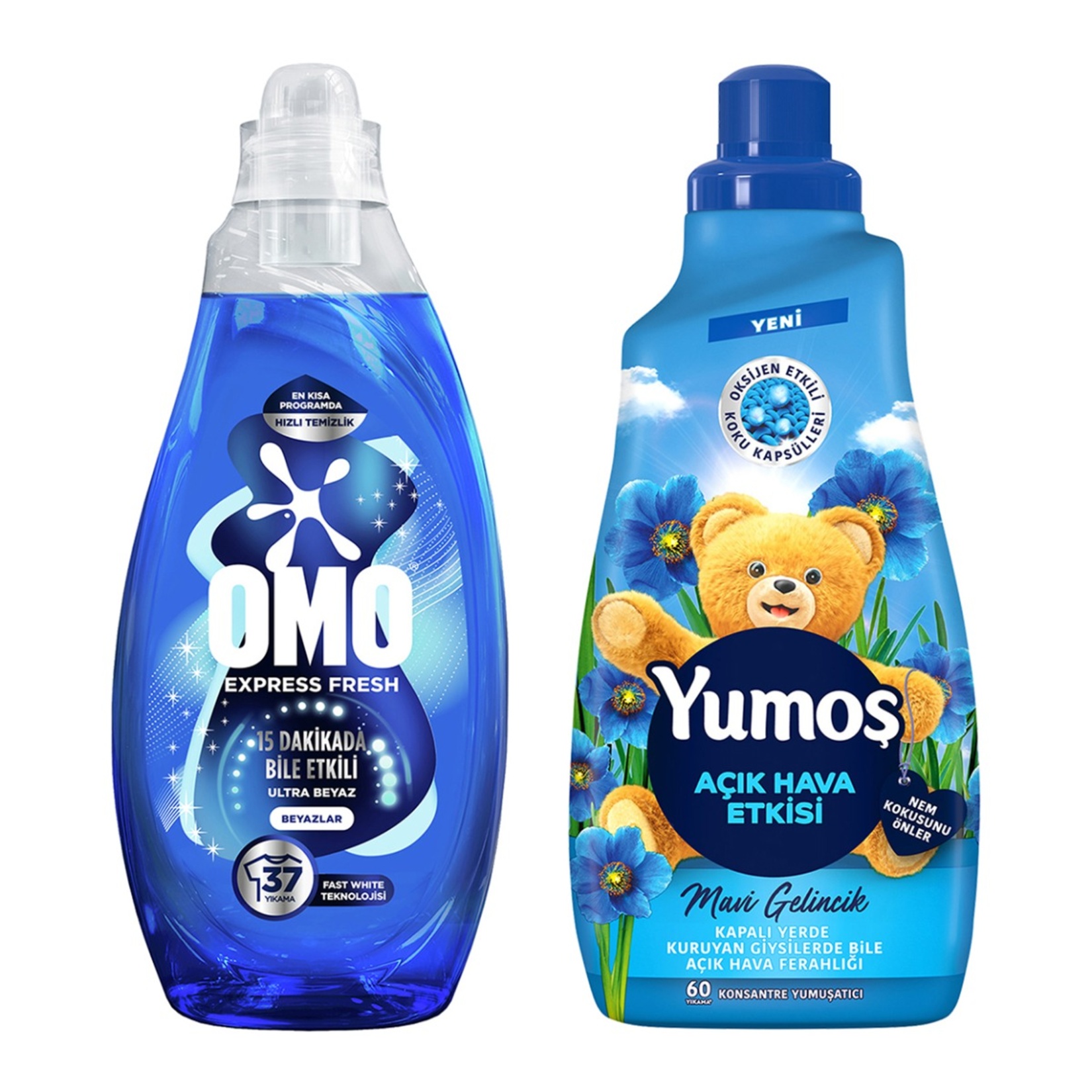 Omo Express Beyazlar 1.480 Ml + Yumoş Mavi Gelincik 1.440 Ml - Görsel 1
