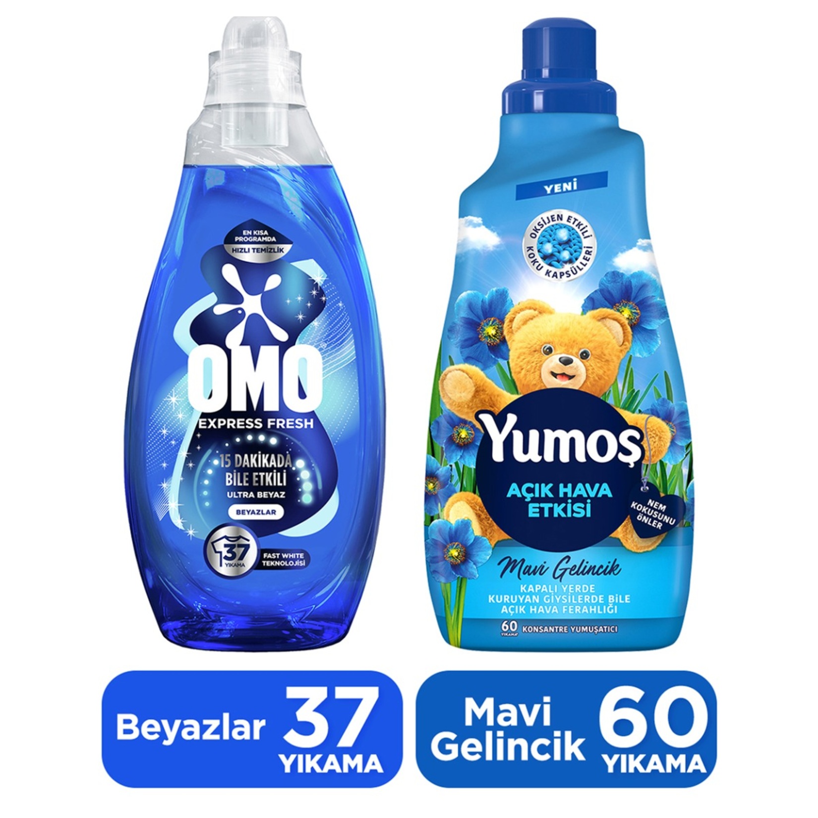 Omo Express Beyazlar 1.480 Ml + Yumoş Mavi Gelincik 1.440 Ml - Görsel 2