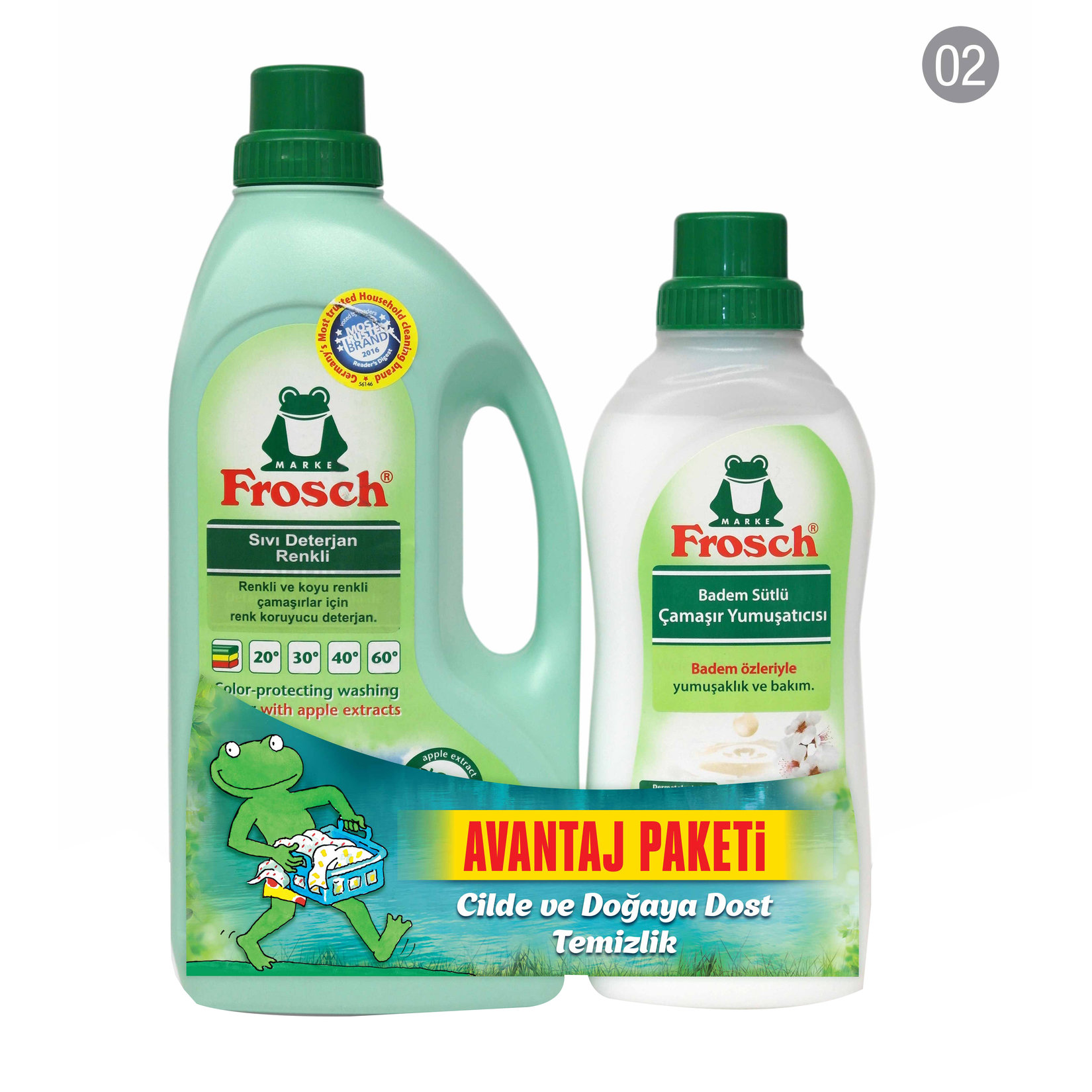 Frosch Renkli Çamaşır Deterjanı 1.5 L + Çamaşır Yum. 750 Ml