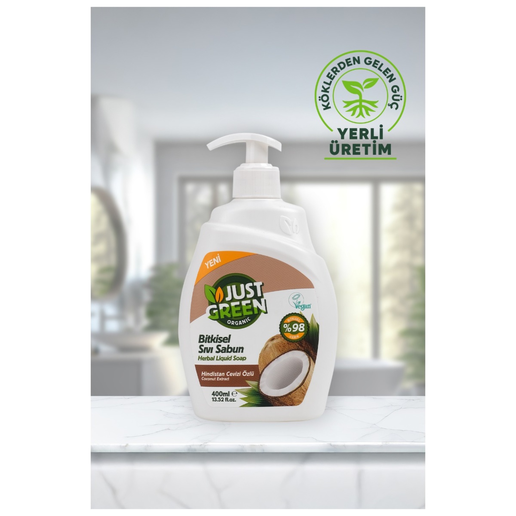 Just Green Organic Hindistan Cevizli Sıvı Sabun 400 Ml - Görsel 5