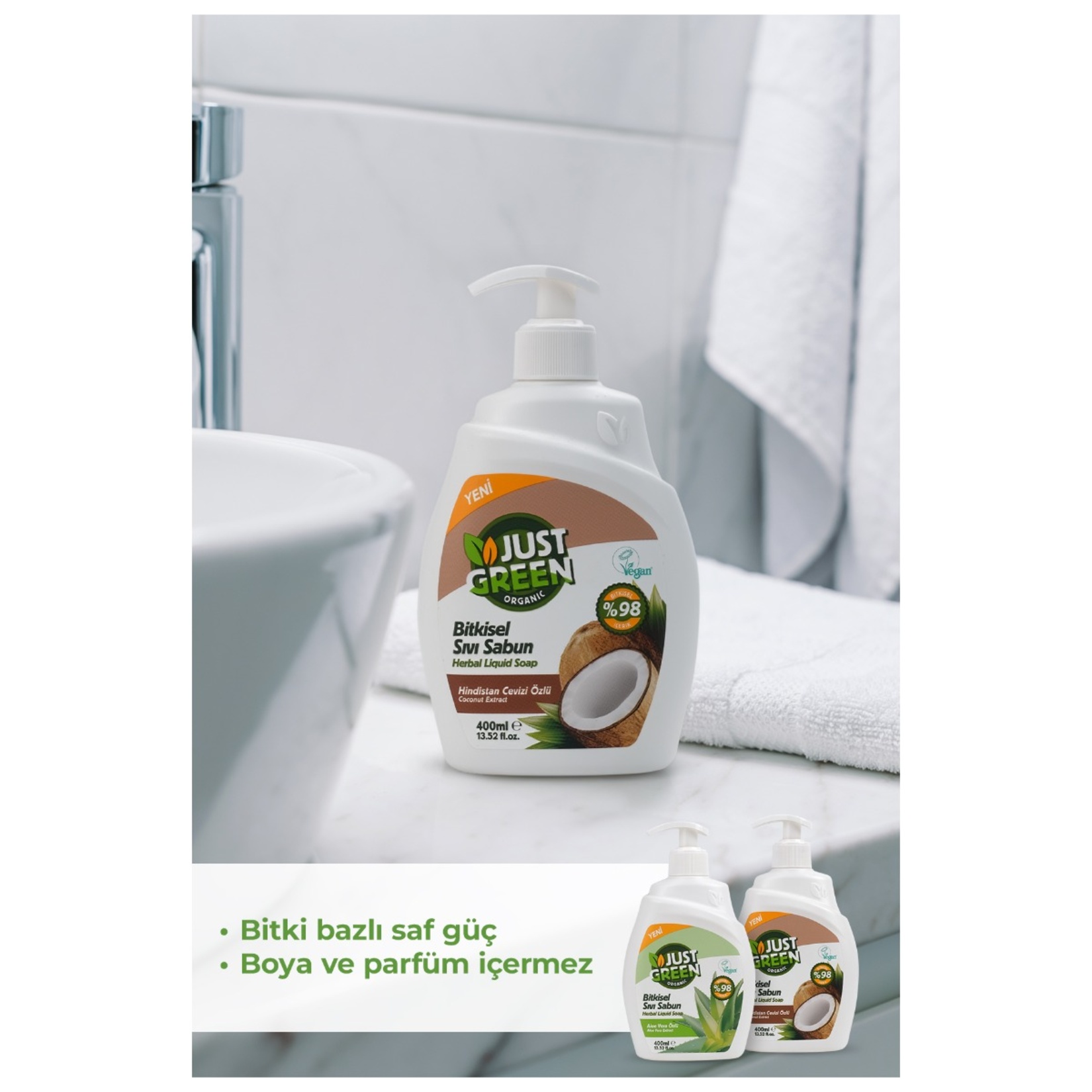 Just Green Organic Hindistan Cevizli Sıvı Sabun 400 Ml - Görsel 9
