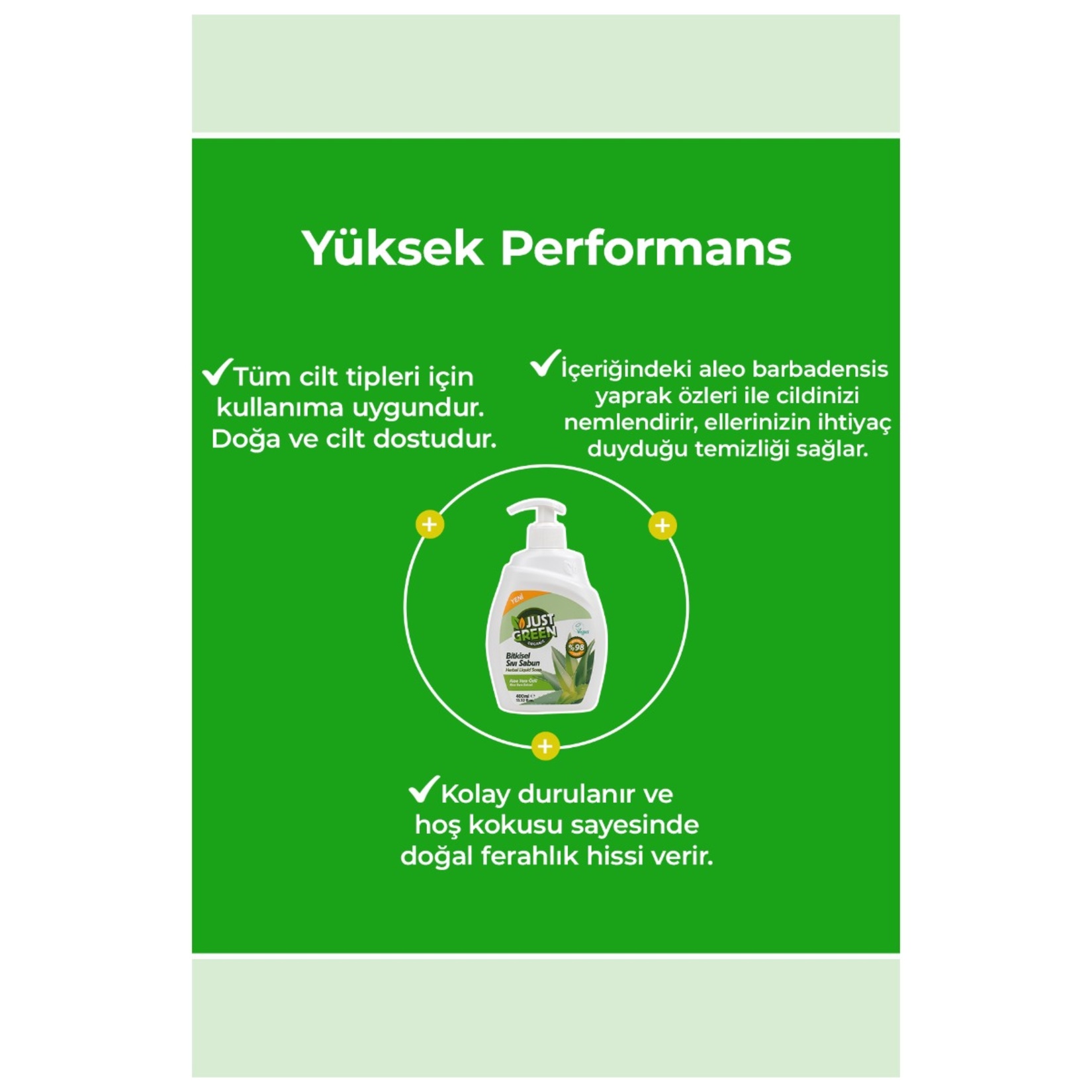 Just Green Organic Aloe Veralı Sıvı Sabun 400 Ml - Görsel 3