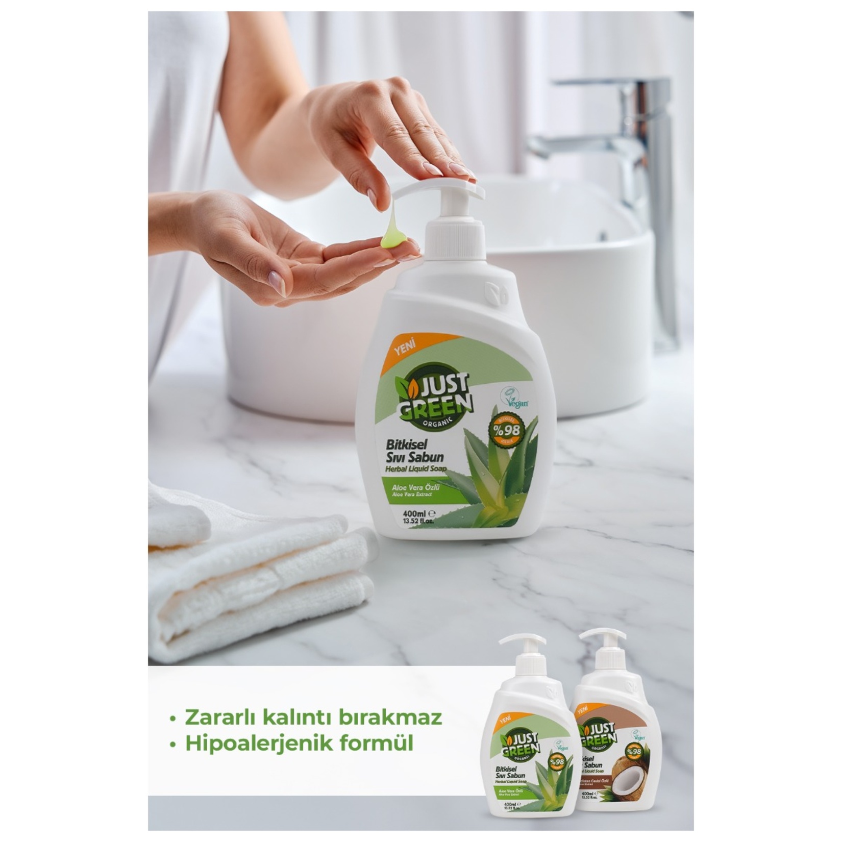 Just Green Organic Aloe Veralı Sıvı Sabun 400 Ml - Görsel 8