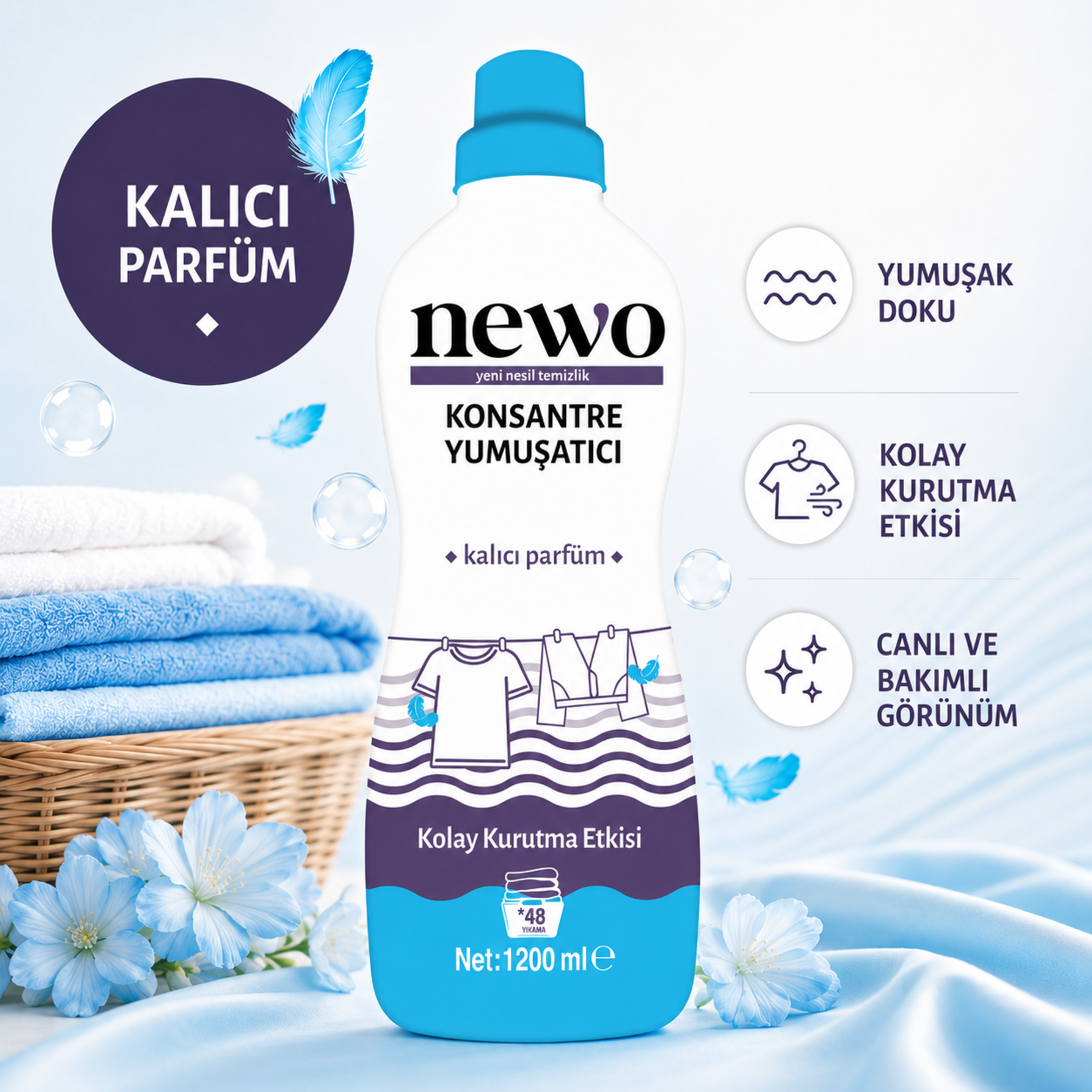 Newo Konsantre Yumuşatıcı Kolay Kurutma Etkili 1.200Ml - Görsel 2
