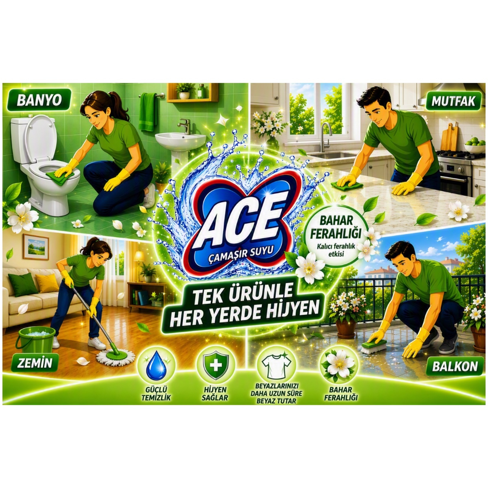Ace Çamaşır Suyu Bahar Ferahlığı 2 L - Görsel 4