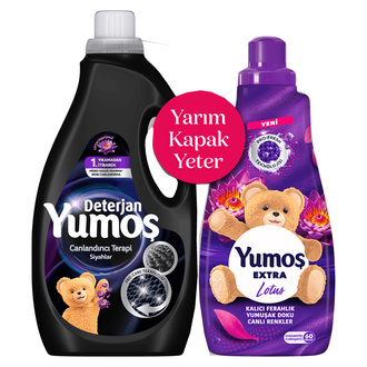 Yumoş Deterjan Siyah 1.5 L + Yumuşatıcı Lotus 1.44 L