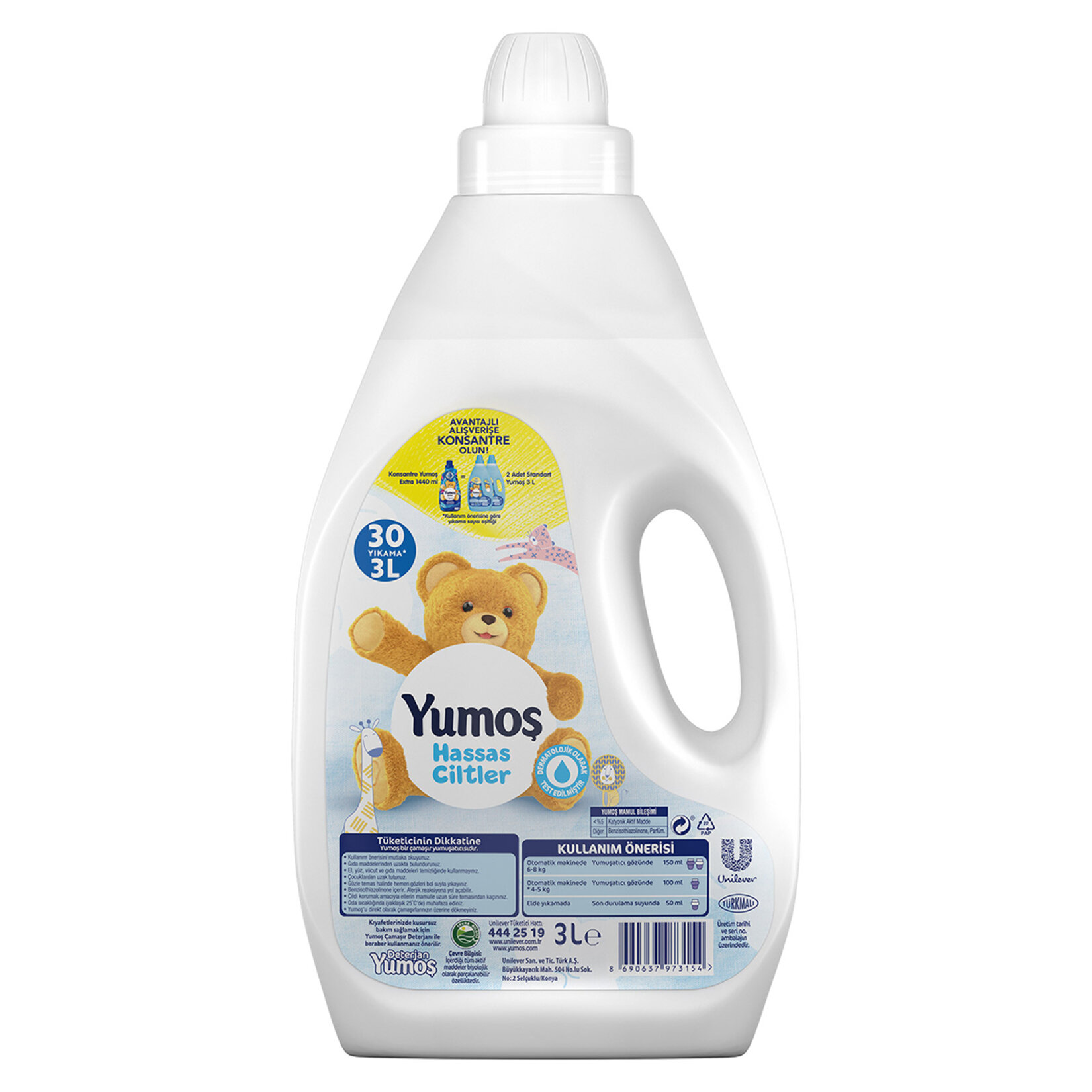 Yumoş Yumuşatıcı Hassas Ciltler İçin 3000 ML 30 Yıkama  - Görsel 1
