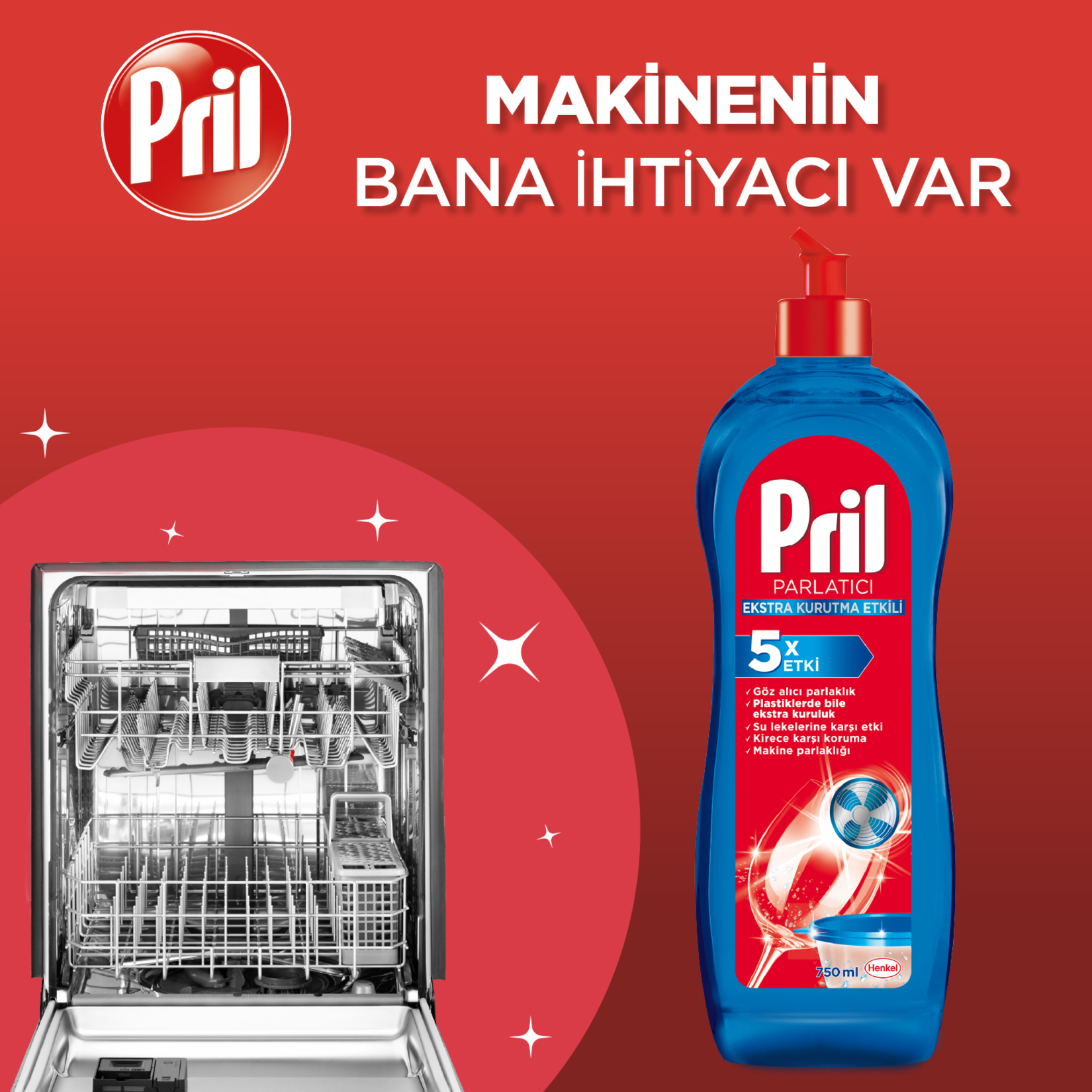 Pril Ekstra Kurutma Etkili Parlatıcı 750 Ml - Görsel 2