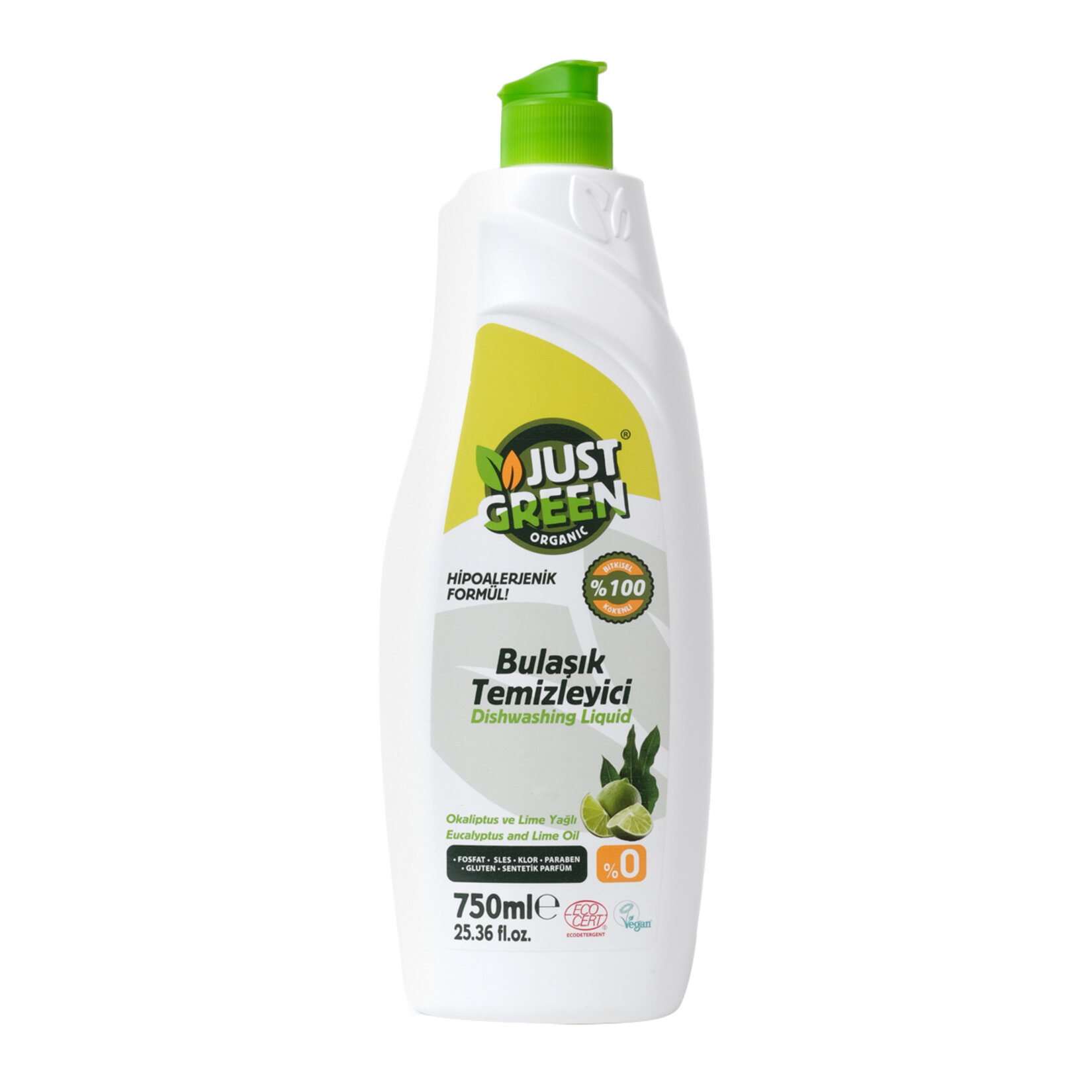 Just Green Organik Bulaşık Temizleyici Okaliptus Lime 750Ml - Görsel 1